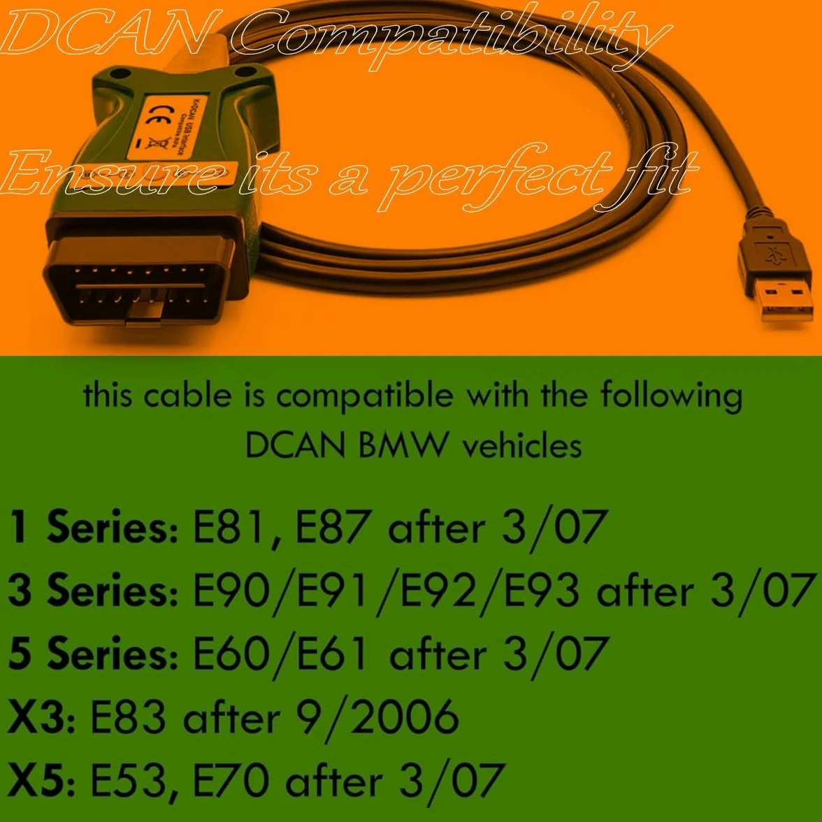 Cavo Diagnostico OBD2 Kdcan E-Series Benzina Interface E60 E61 E70 E81 E83 E87 E90 E92 E93 R56