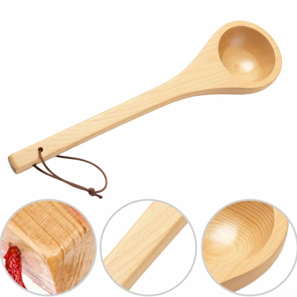 Mestolo da sauna in cedro 38 cm con cordino resistente al calore