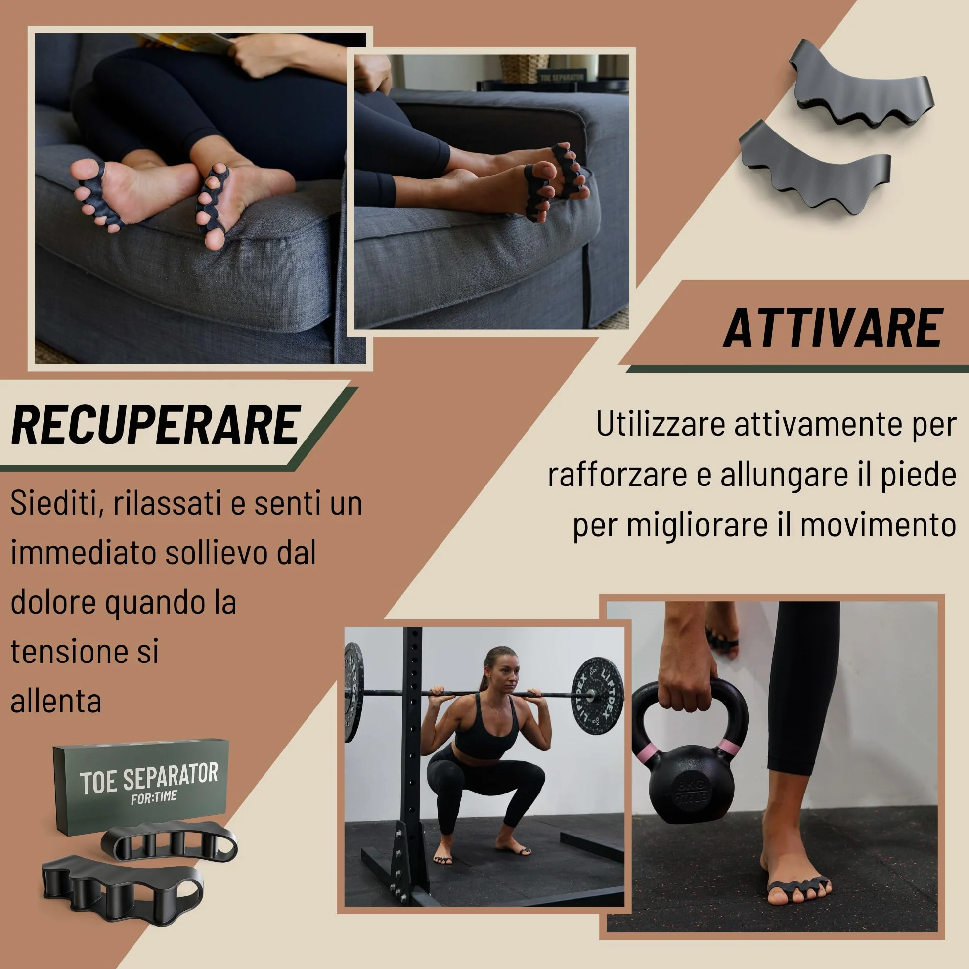 Separatore Dita Piede per Alluce Valgo – 1 Paio Distanziatore in Silicone Morbido