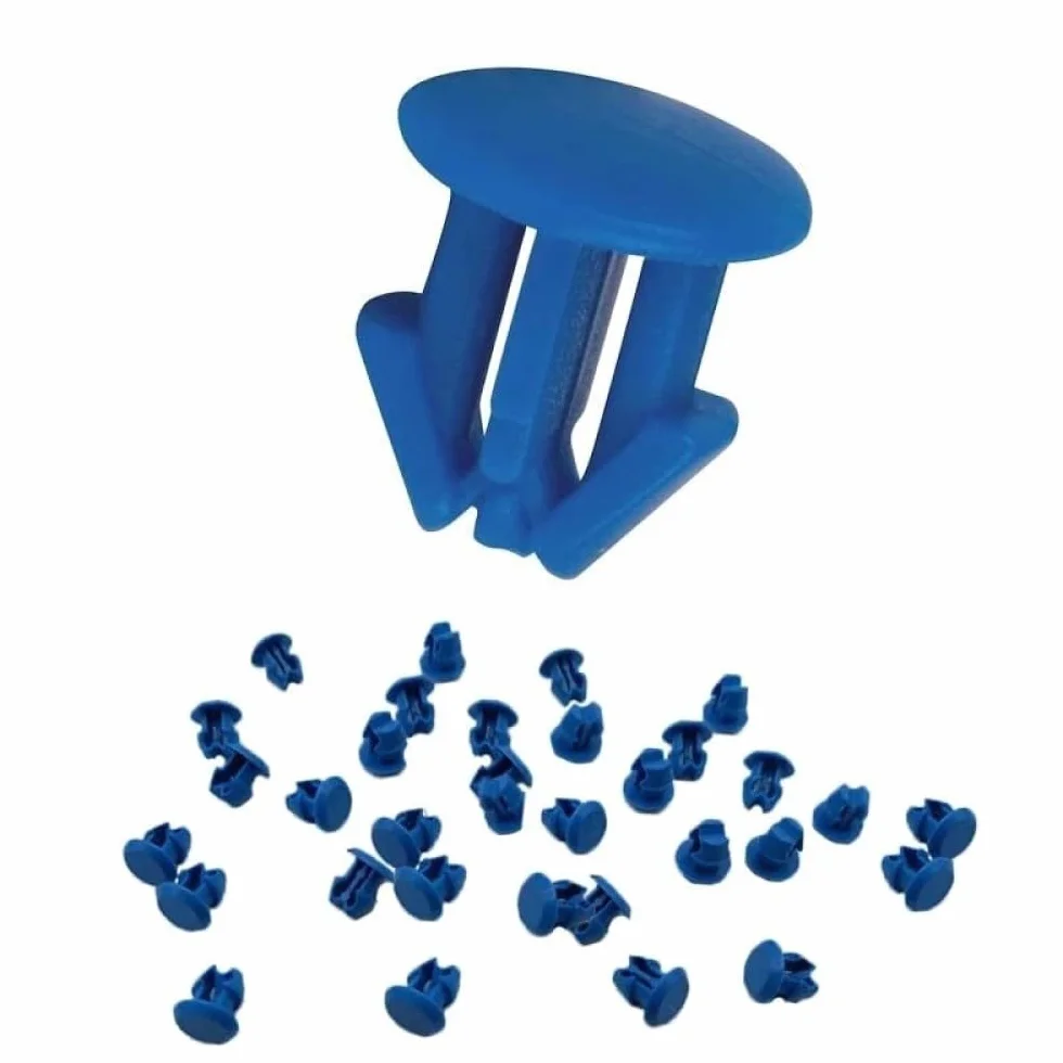 100 PZ Bottoni Targa Auto GAMBC® - Clip - Bottoni Ferma Targa - Tappi per Ripristino Targhe Auto - Materiale ABS - UNIVERSALE per targhe Italiane (BLU)