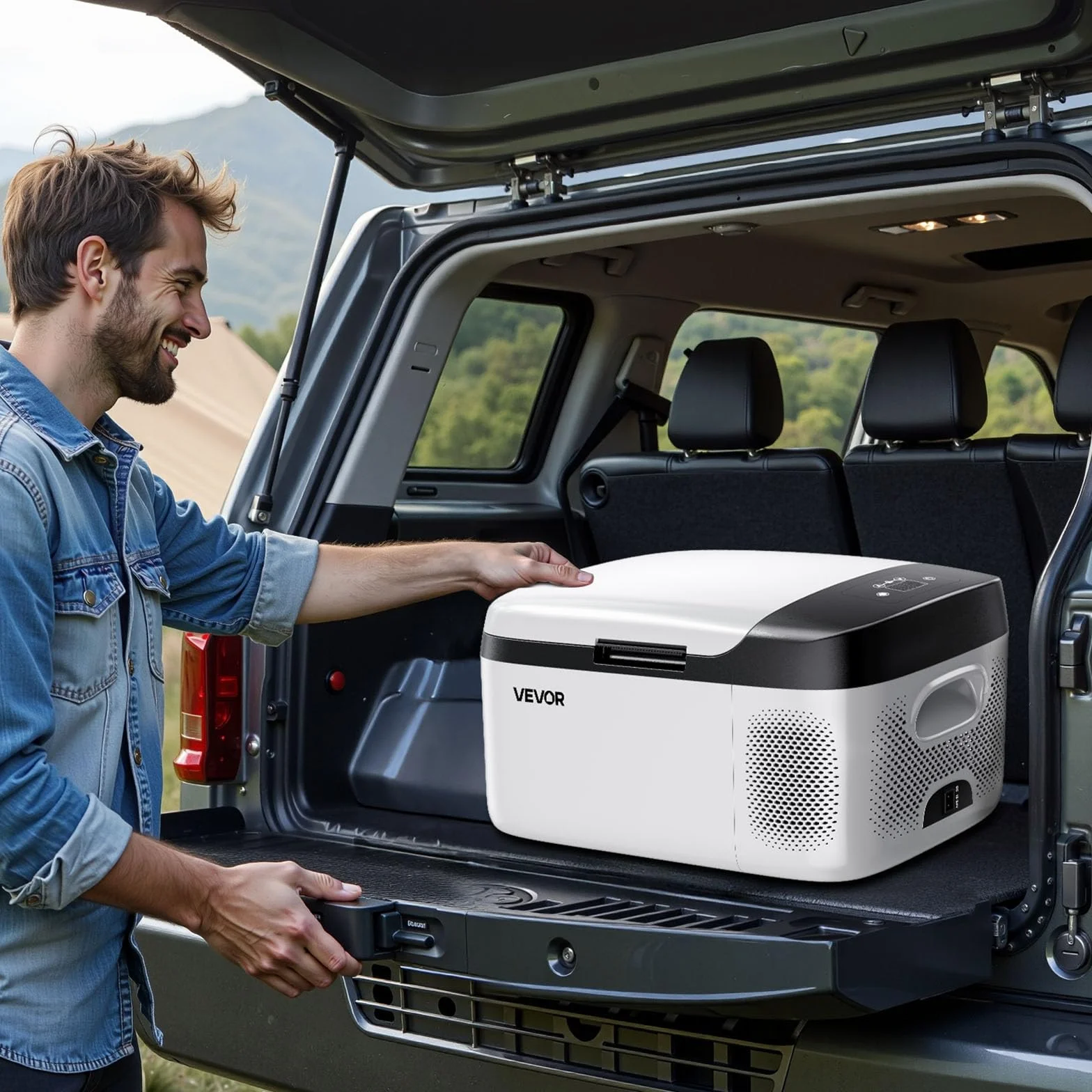 VEVOR Frigorifero Elettrico Portatile 15 L, Mini Compressore 12 V 24 V, Freddo e Caldo, Controllo App, per Camper Camion Barca