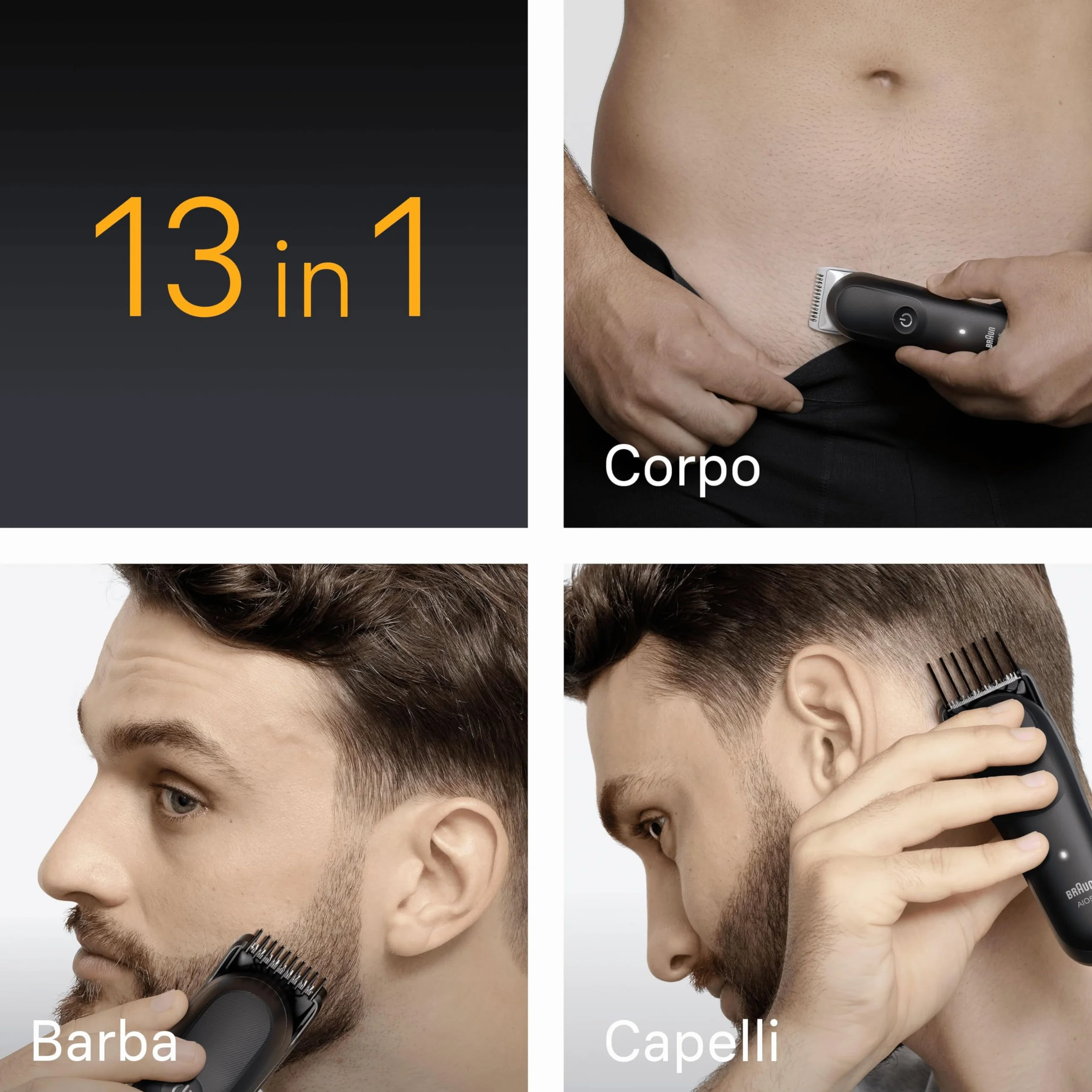 Braun Series 5 All-in-One Rifinitore 13in1 Rasoio Elettrico Barba e Capelli, Lama ProBlade, Wet&Dry, Nero