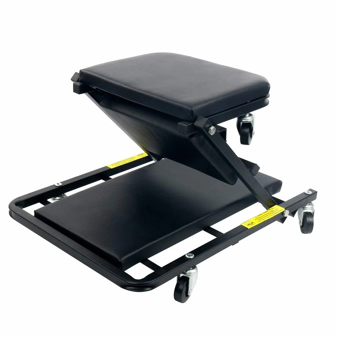 FreeTec Carrello Meccanico, Carrello sotto Auto, 2 in 1 Sdraio Pieghevole da Officina, Trasformabile in Seduta Sgabello, 1m di Lunghezza, Carica Massima di 150kg, Nero