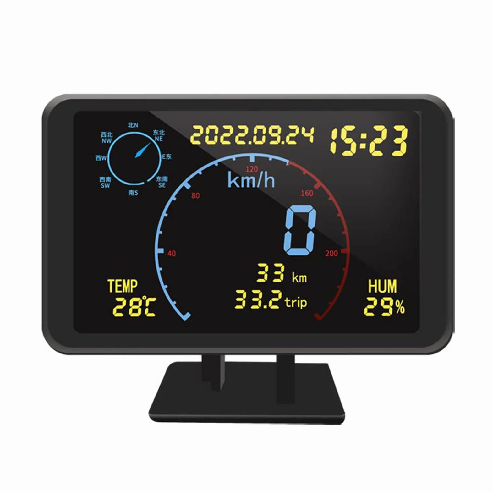 Contachilometri GPS digitale Contachilometri Display LCD da 4,7 pollici Display HUD con allarme di velocità eccessiva per tutti i veicoli 5-24V