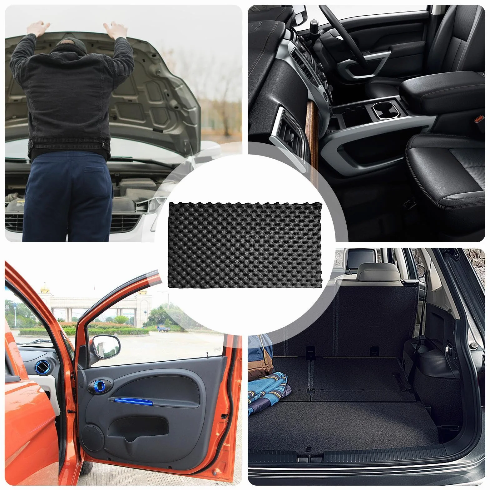 Schiuma fonoassorbente, tappetino isolante fonoassorbente termico per auto - Isolamento acustico per isolamento termico e acustico per auto | Schiuma resistente al calore per cofano auto,