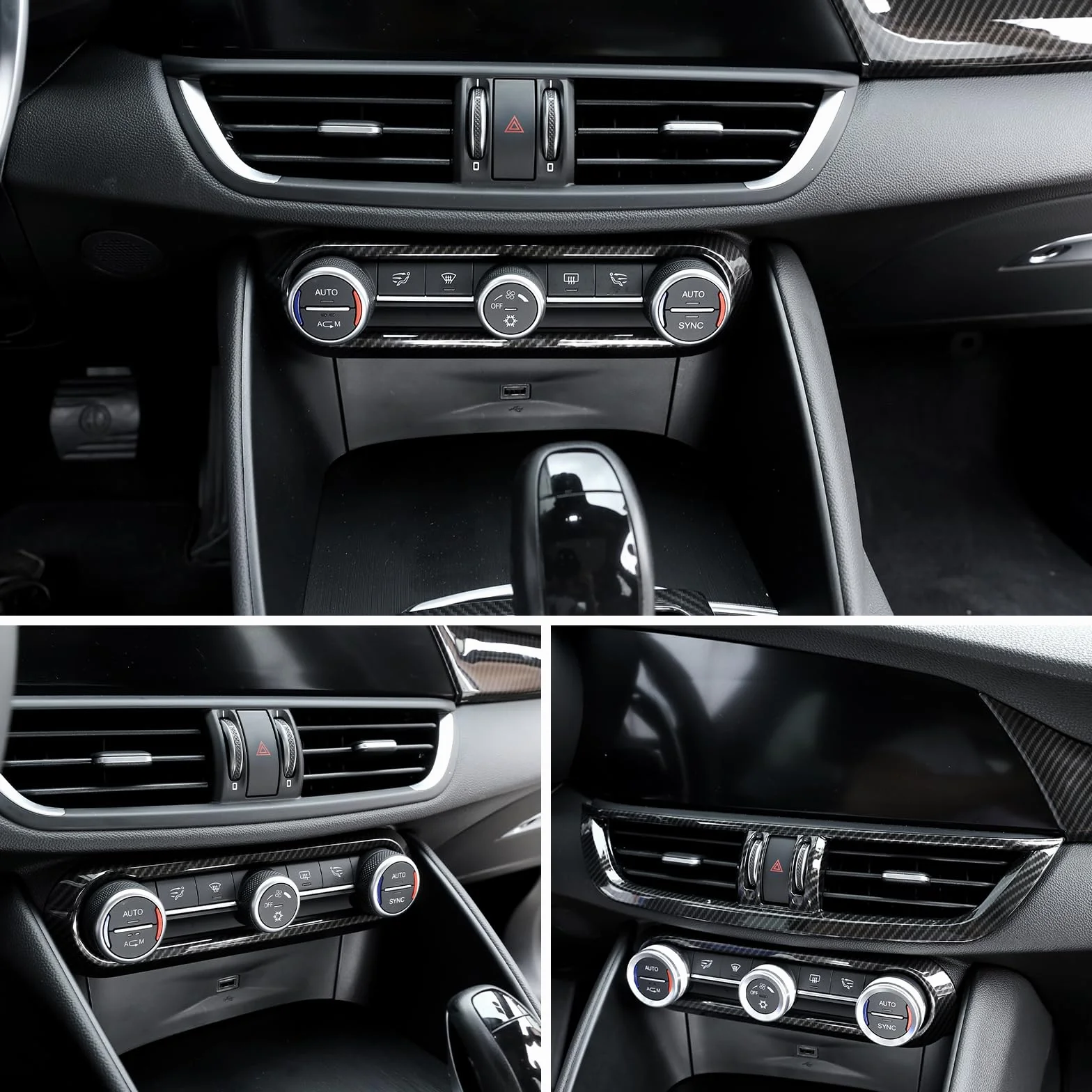PIUGILH ABS fibra di carbonio modello auto center condizionatore condizionatore telaio rivestimento rivestimento adatto per Alfa Romeo Giulia 2017-2020, condizionatori d'aria pannello di controllo per