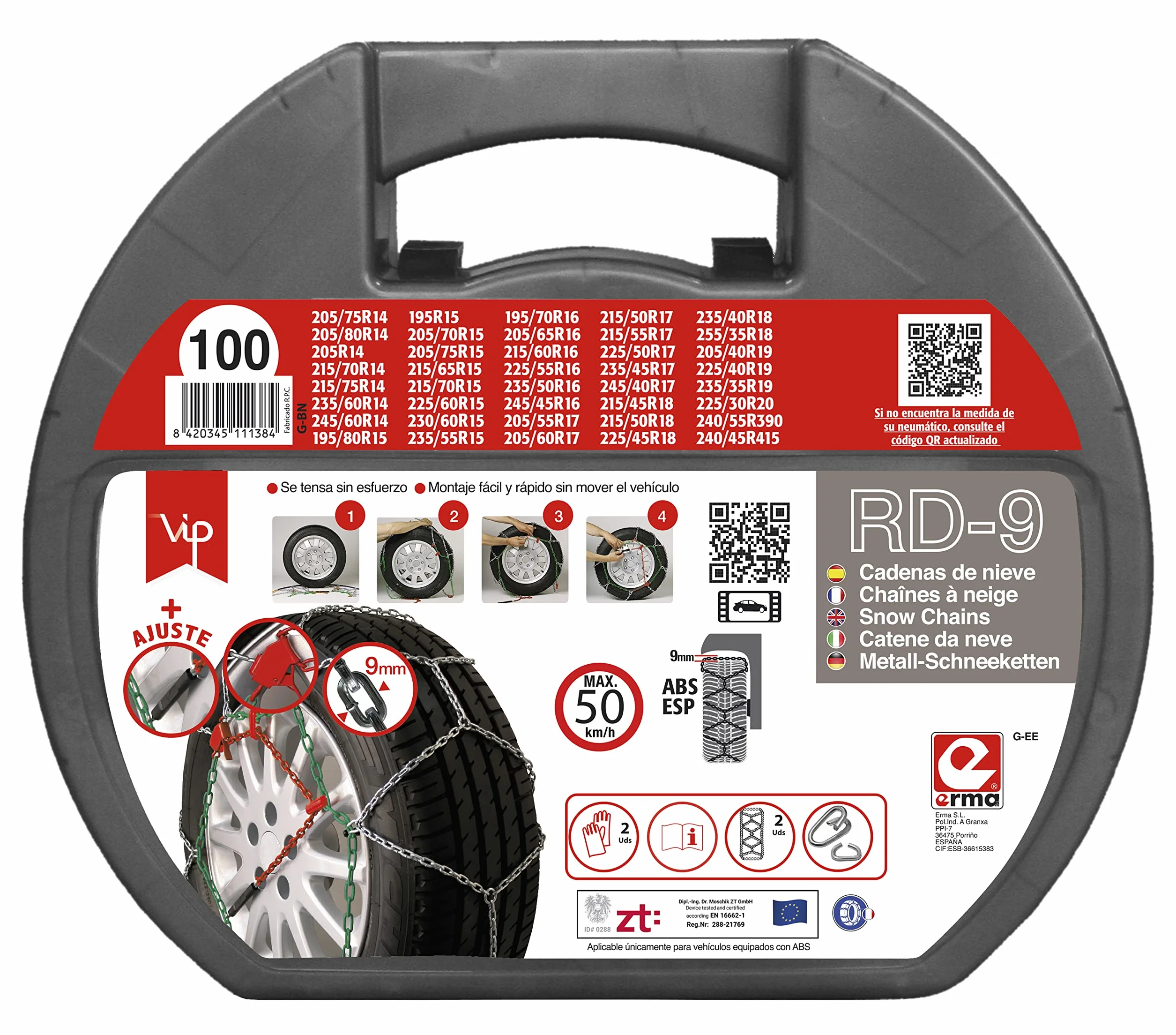 Catene da Neve Metalliche RD9 mm Taglia 100