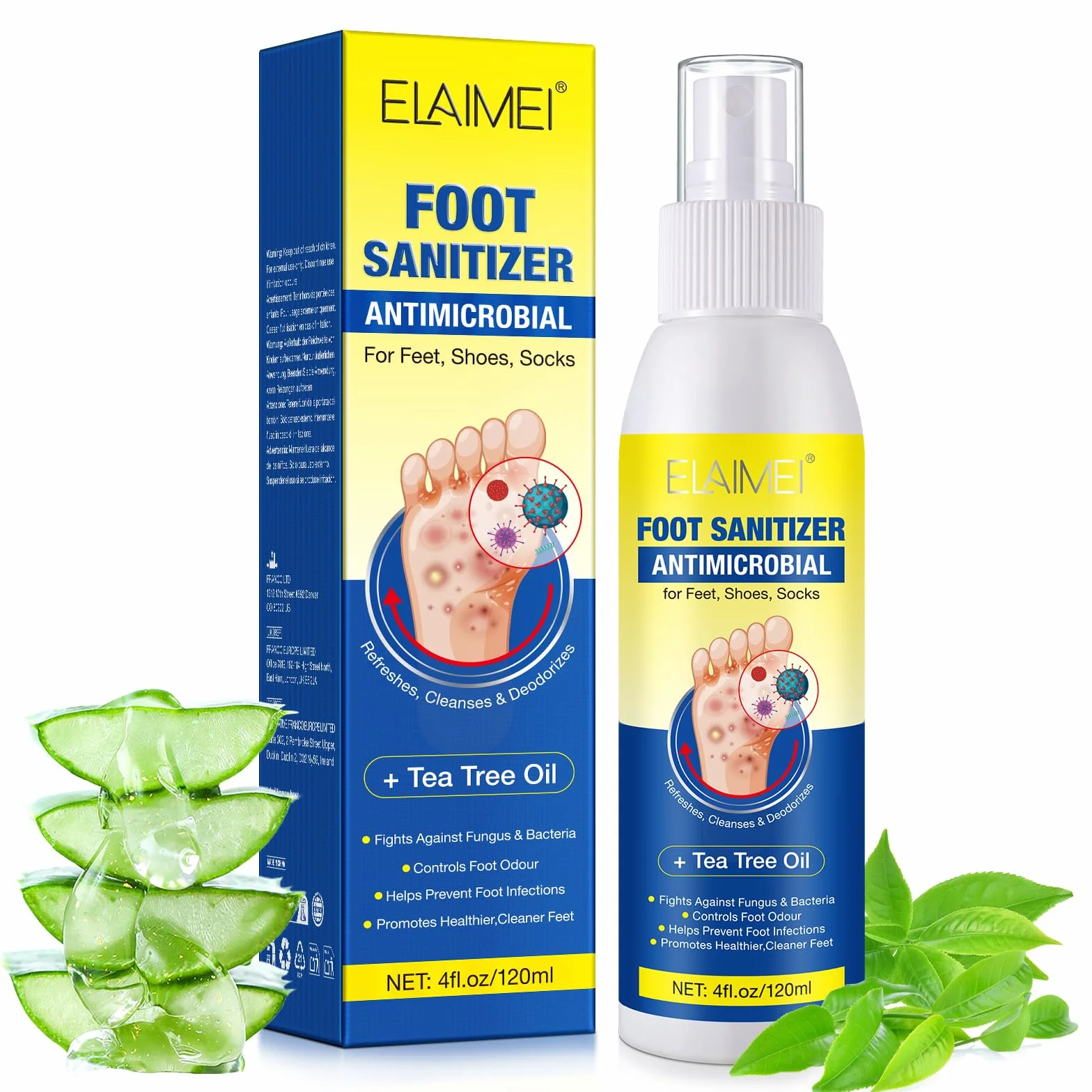 Olio di tea tree spray per piedi 120 ml prevenzione piede d'atleta allevia prurito protegge odori