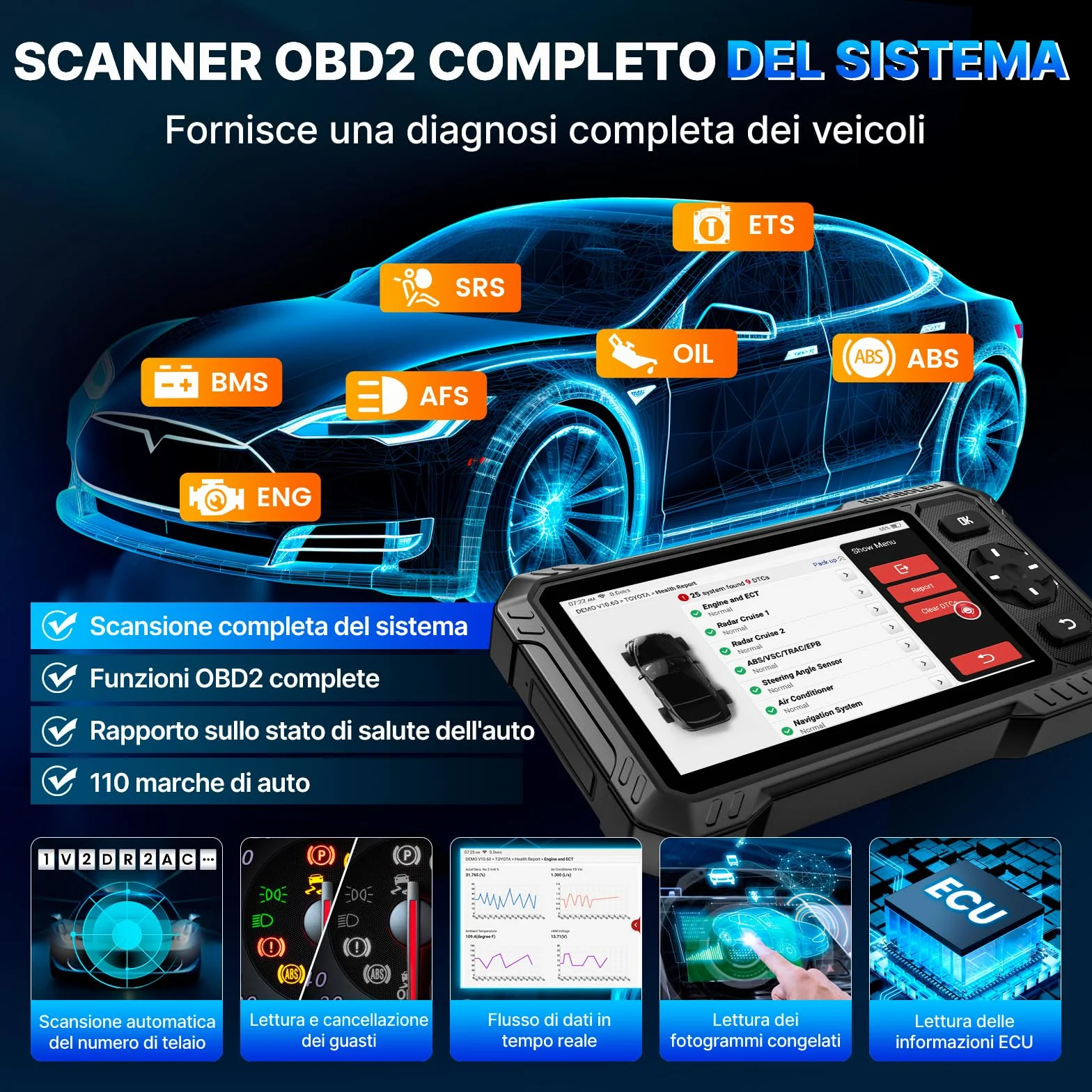 KINGBOLEN S6 Elite Diagnosi Auto Bidirezionale OBD2, Diagnostica Avanzata, 15+ Reset, FCA SGW, CANFD