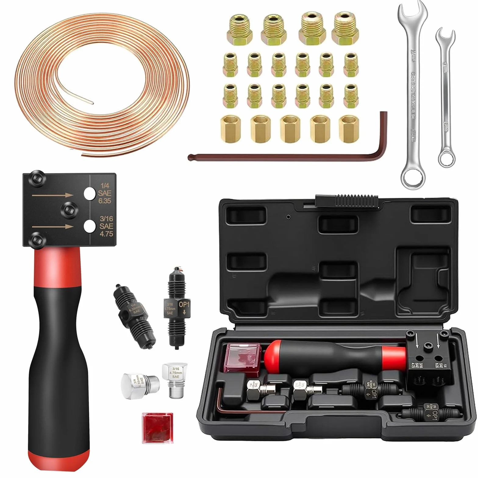 RUIZHI Conduttore del freno SAE 7,62 m Ø4,75 mm set 21 connettori chiave a cricchetto 17 mm