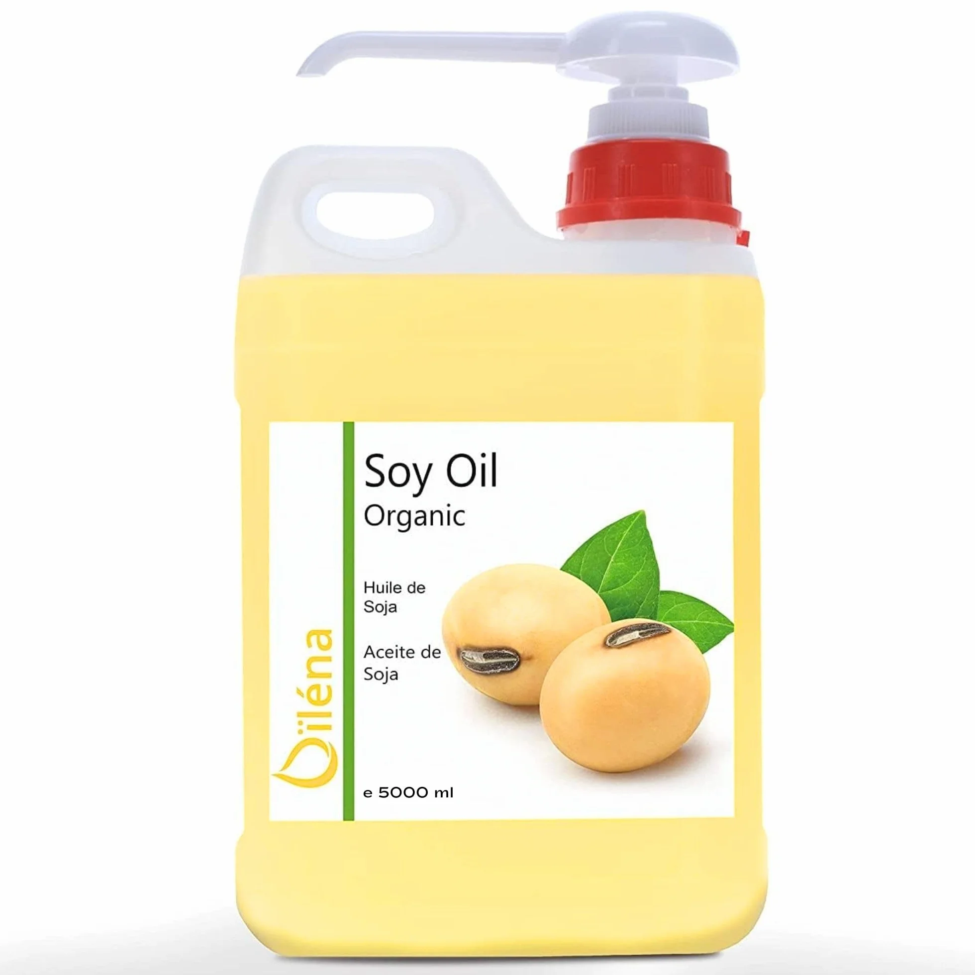 Olio di Soia BIO 5000 ml - Olio Idratante Corpo, Massaggio Professionale, Anti-Cellulite, Rassodante