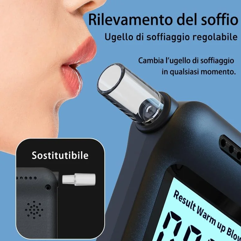 ESPERIA Etilometro Portatile Professionale Alcoltest Certificato Uso Personale Alcoltester Digitale Precisa del Tasso Alcolemico Istruzione in Italiano Incluso 20 pz Bocchini