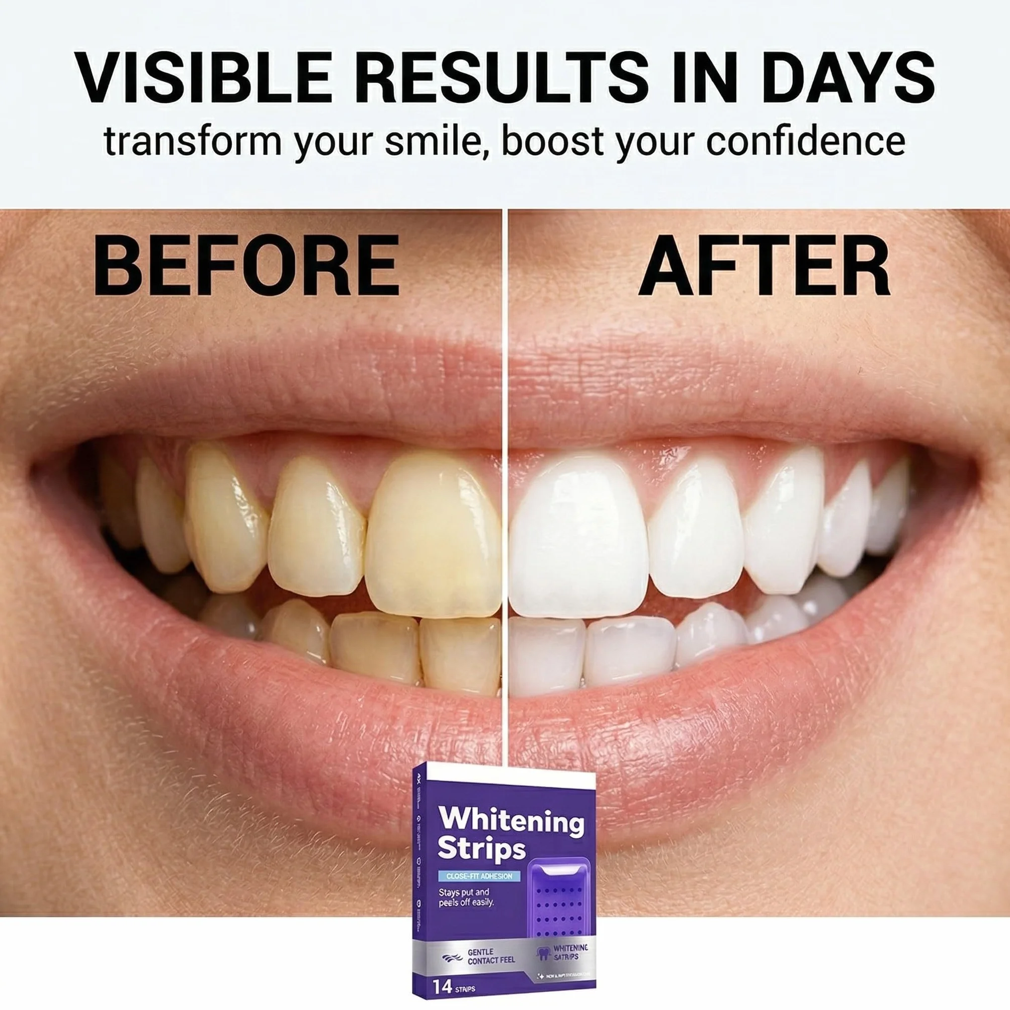 Strisce Sbiancanti Denti Viola per Denti Sensibili, Igiene Orale Domestica