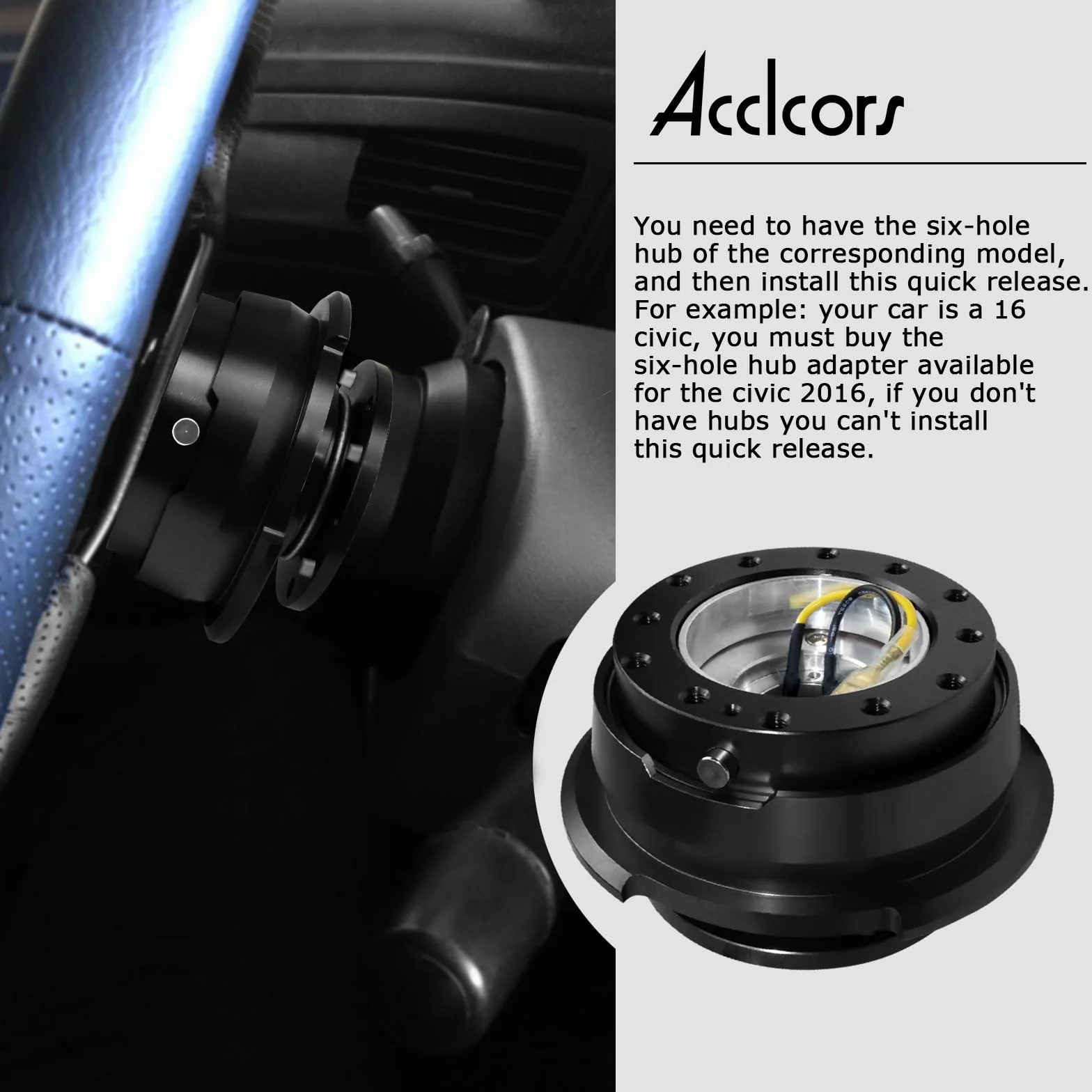 Adattatore Rapido Volante 6 Fori Snap Off Boss Gen 2.5 Nero Gara Rally Motorsport