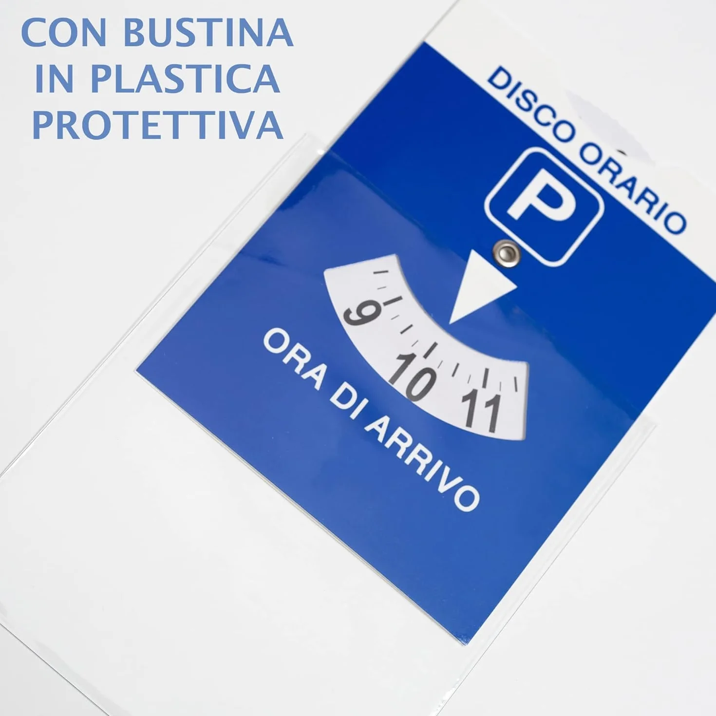 Disco Orario Auto MAXI + Porta Documenti Auto Plastica Blu + Busta PVC 15x12 CM - Parchimetro Italiano x Auto e Moto - Accessori auto