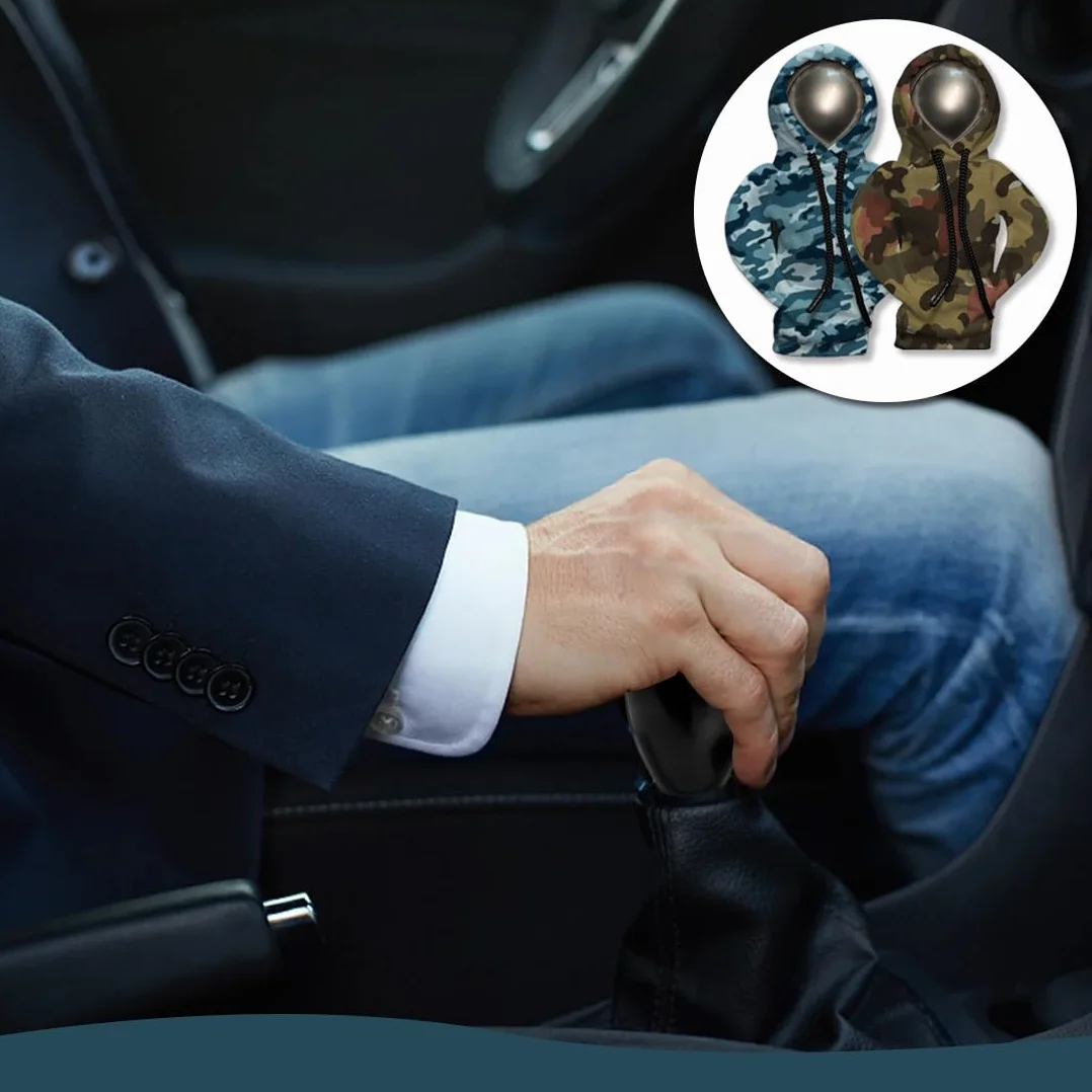 Felpa per Cambio Auto Universale Con Cappuccio, 2 Pezzi Pomello Copri Cambio Macchina - Divertente Decorazione