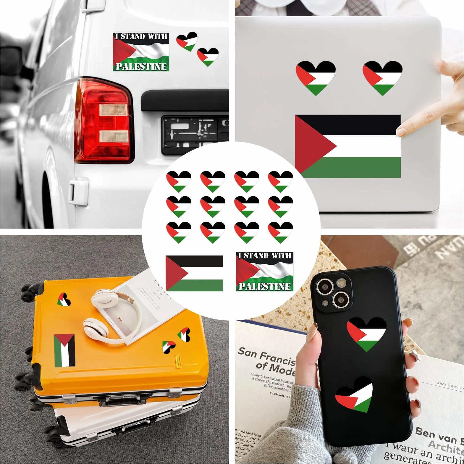 14 pcs Adesivo Bandiera Palestina, Bandiera Palestinese Auto Adesivo, Mini Adesivo Bandiera Palestinese, per Porte e Finestre, Paraurti, Supporto per Bottiglie di Computer Portatili Della Palestina
