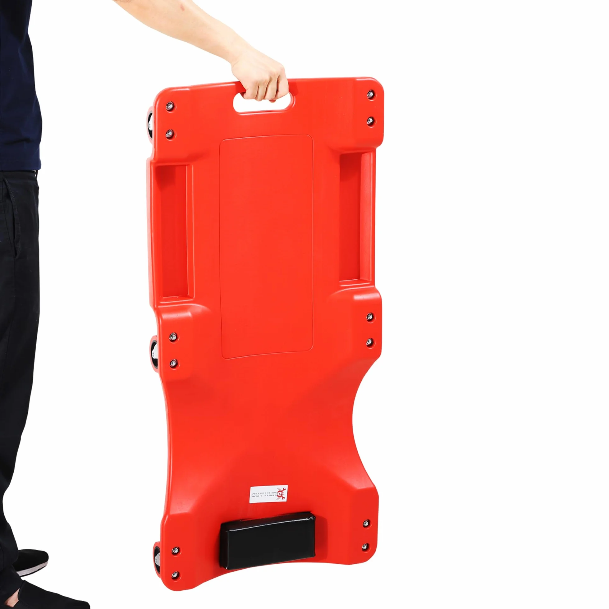 DURHAND Carrello sotto Auto Meccanico 6 Ruote 100x48x12 cm Rosso