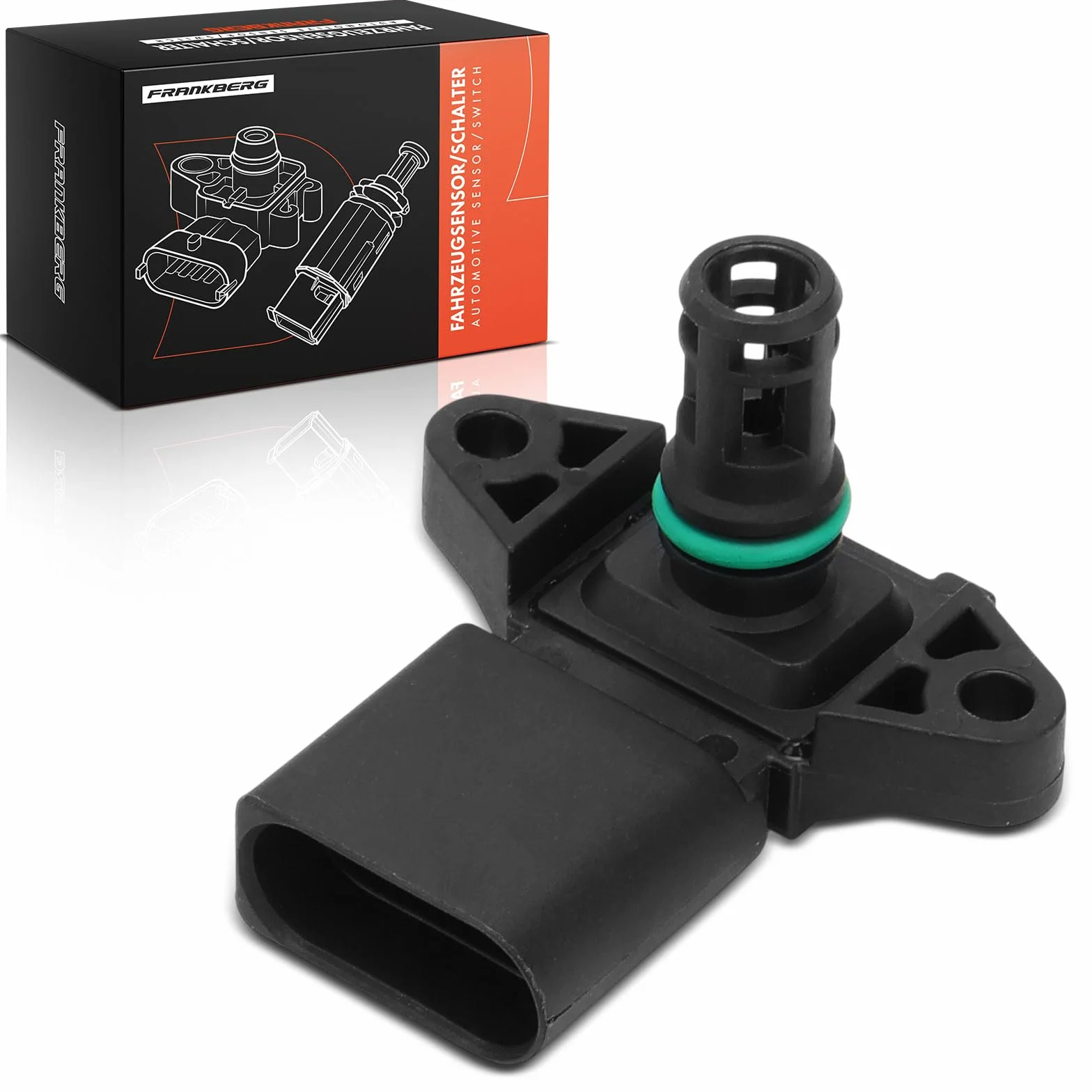 Frankberg Sensore di pressione del tubo di aspirazione 4-Poli Compatibile con Polo 6N1 6N2 9A 9N Polo Classic 6V2 Polo Variante 6V5 Golf III 1H1 A2 8Z0 A4 8E2 1J2 Octav.i.a I 1U2 Replace# 036906051