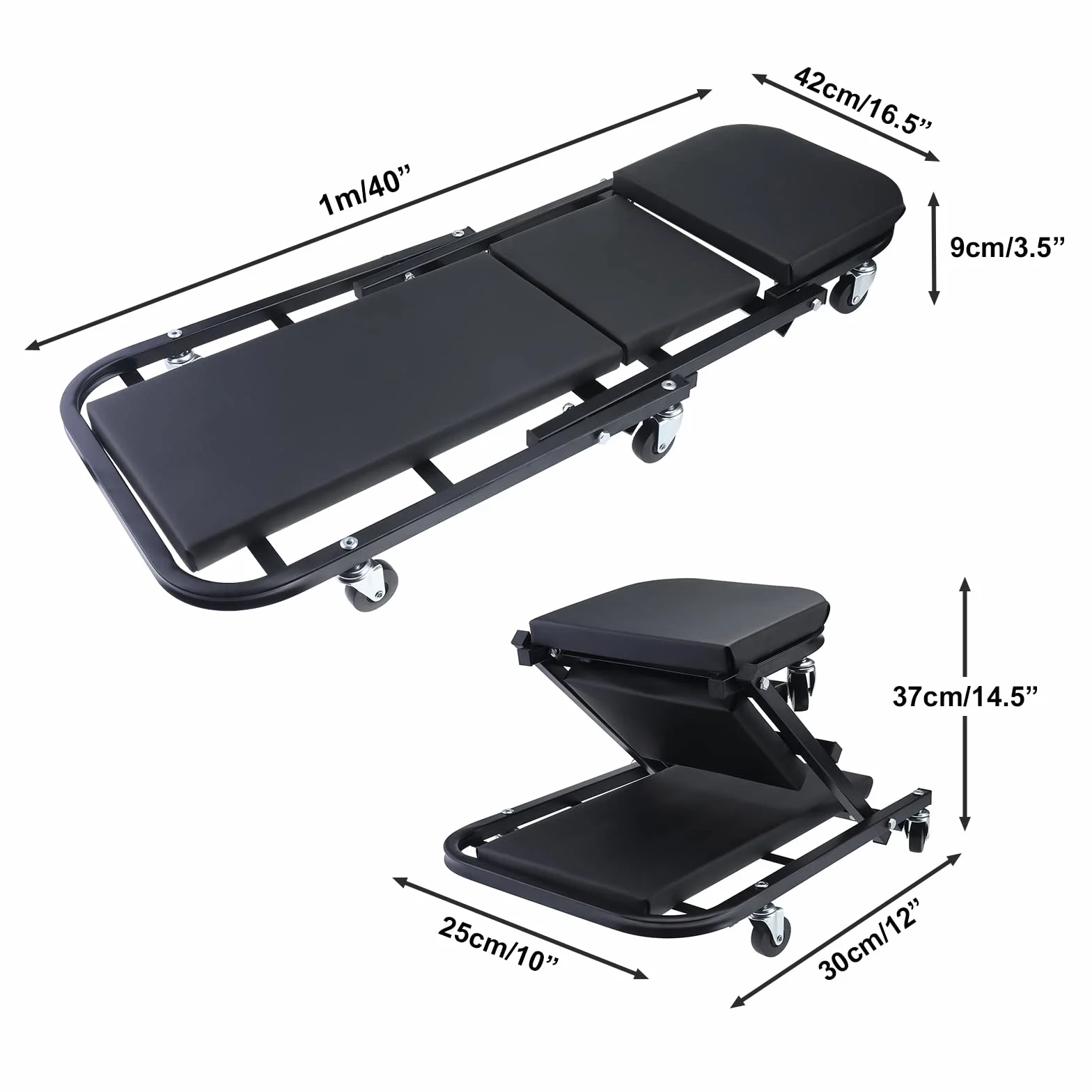 BOOMSTART Carrello Strisciante Pieghevole 2 in 1 101,6cm 150kg per Auto Meccanici