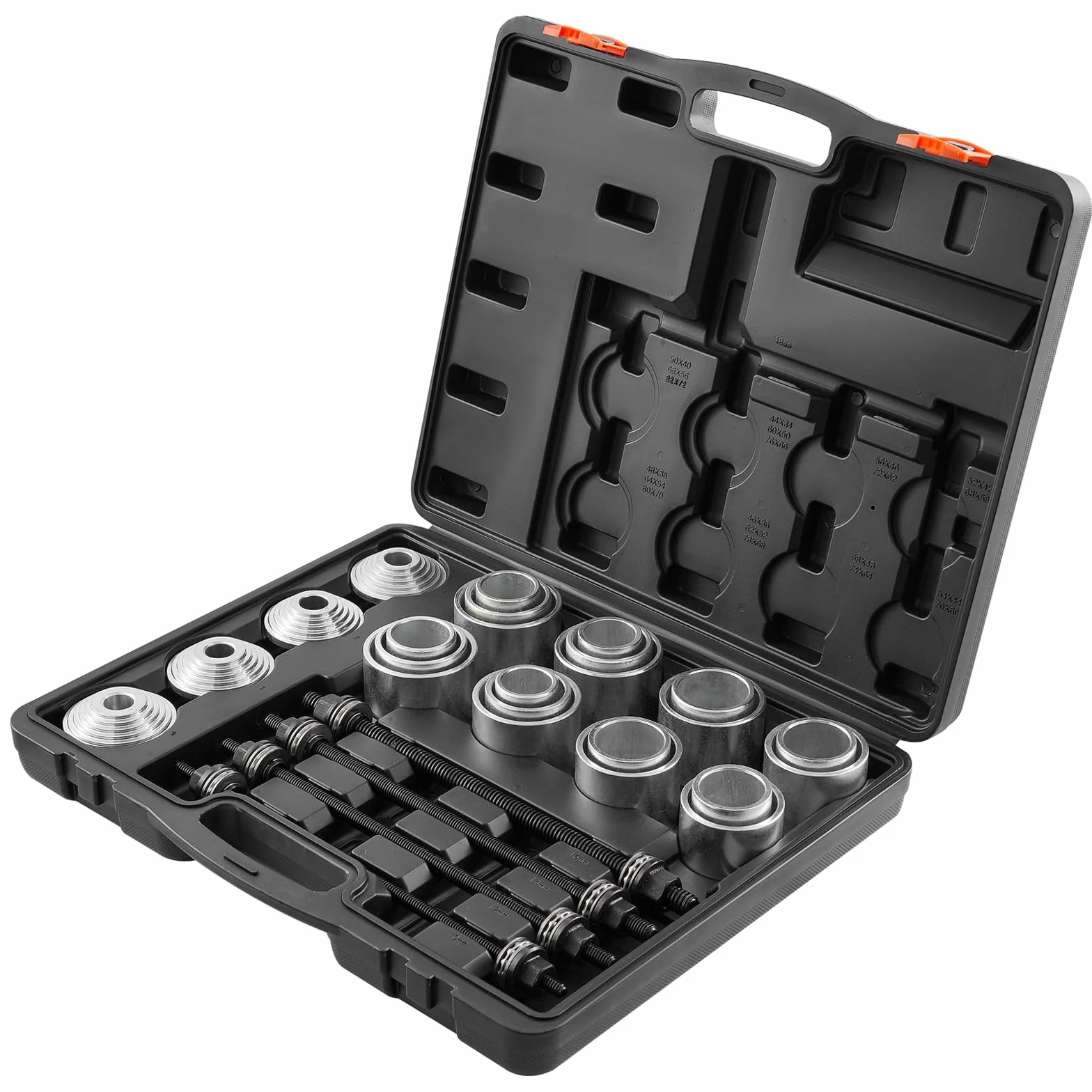 VEVOR Kit Manicotto di Trazione e Pressione 36 Pezzi, Set Rimozione Cuscinetti Boccola Acciaio con Custodia Trasporto