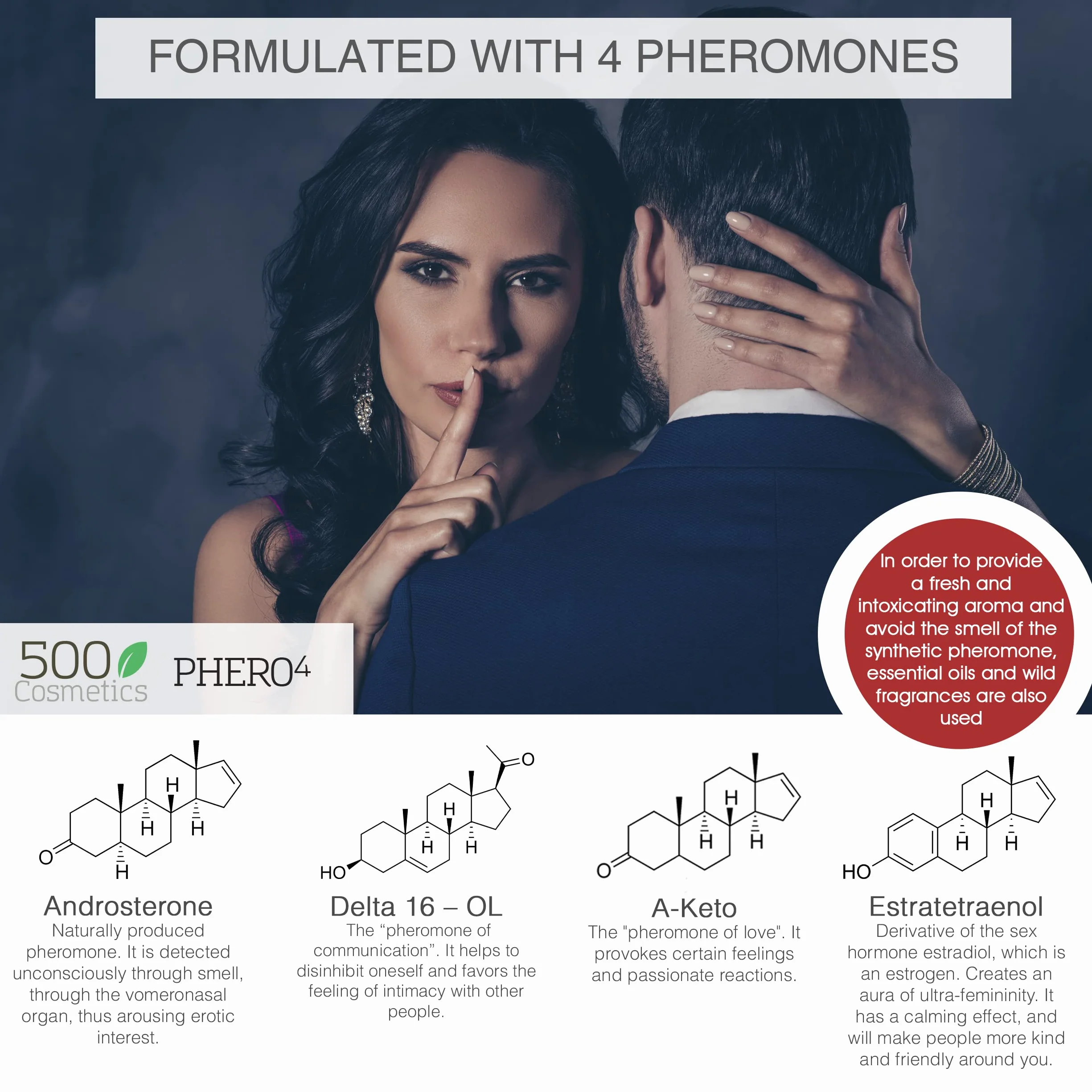Phero 4 Donna Profumo con Feromoni per Donna 500 Cosmetics 3x10ml
