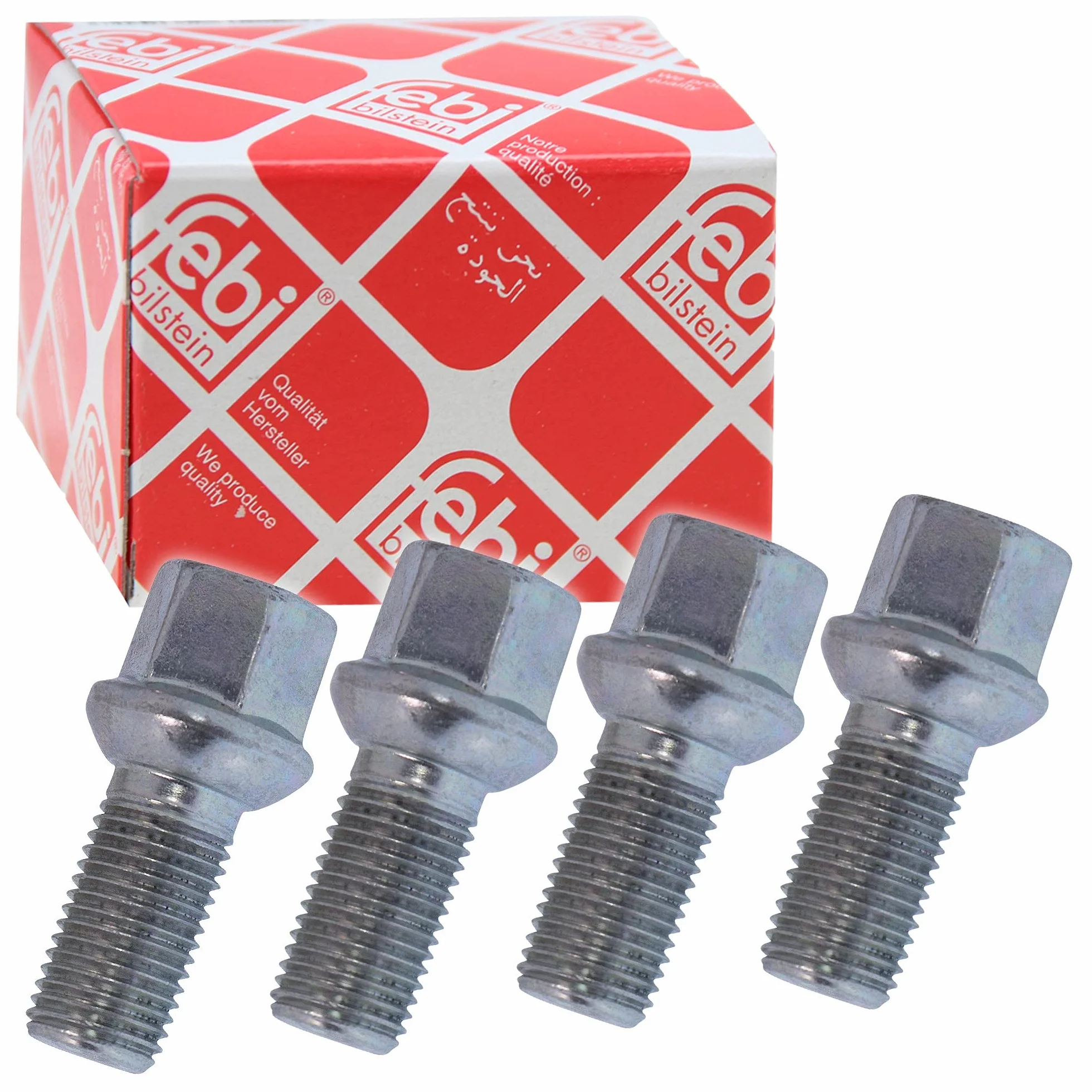 4 X FEBI viti per ruote M14 x 1,5 X 27 mm zincato SW17 bullone ruota ruota vite