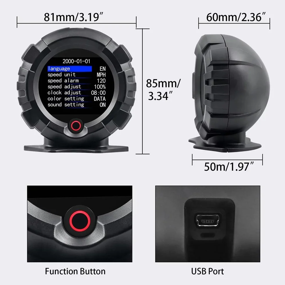 X95 Display GPS Head Up per Auto Fuoristrada - Inclinometro Digitale, Tachimetro e Misuratore di Pendenza