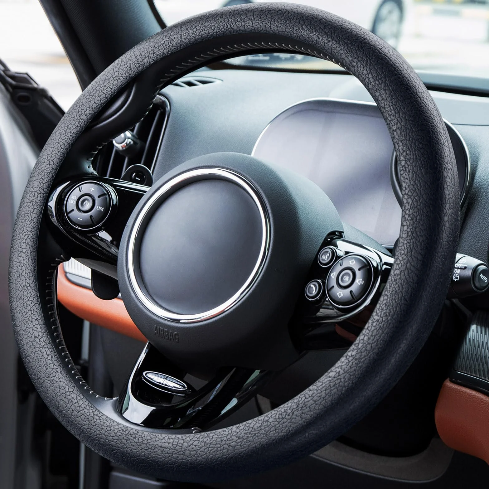Spurtar Silicone Nero Copri Volante Coprivolante Auto Universale - Accessori Auto Interno- Copertura Copri Sterzo Macchina Essenziali da 38 a 42 cm Adatto