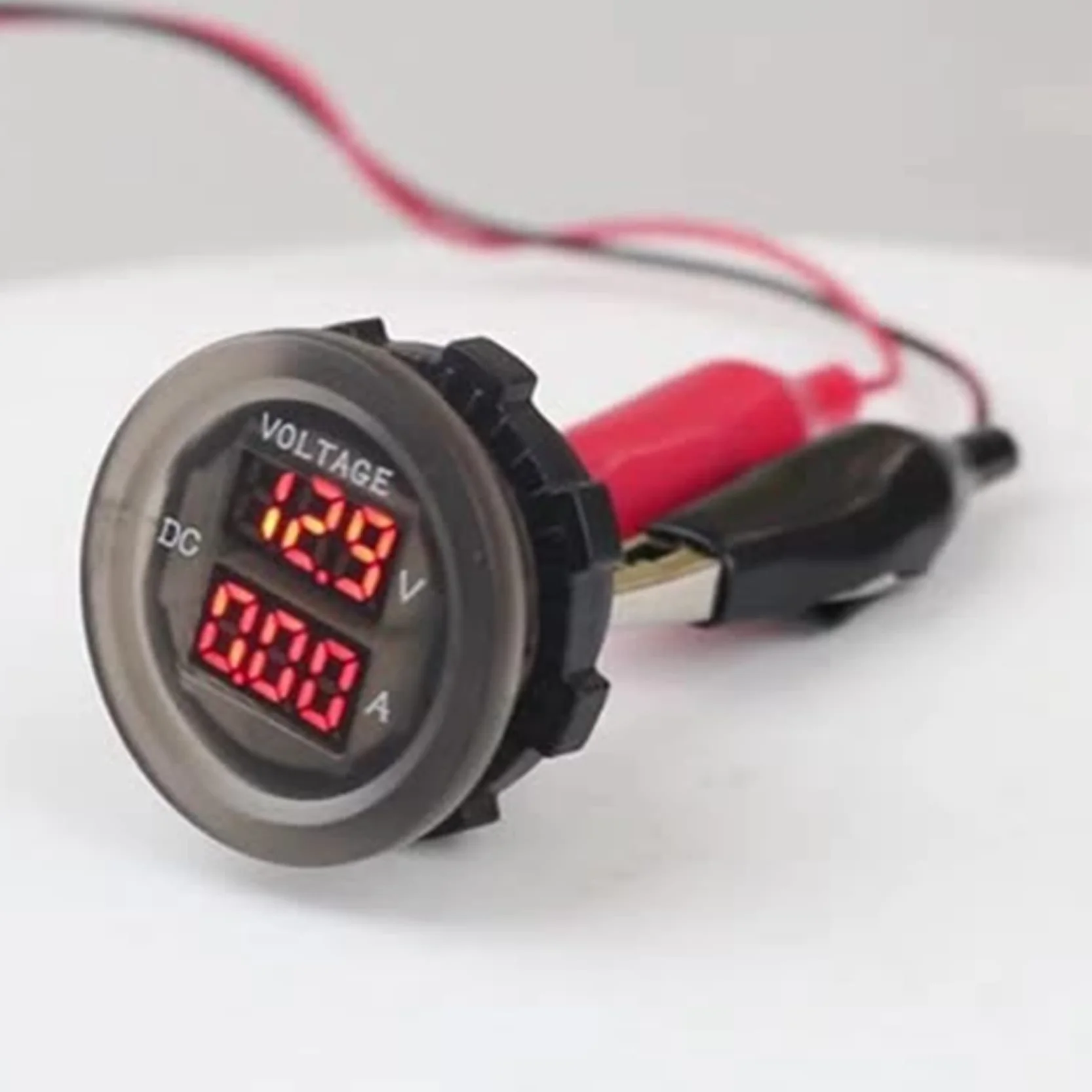Voltmetro Digitale Un LED per Auto DC 12V / 24V LED Dual Voltmetro Amperometro Indicatore di Tensione per Barca Auto Universale Impermeabile Rosso