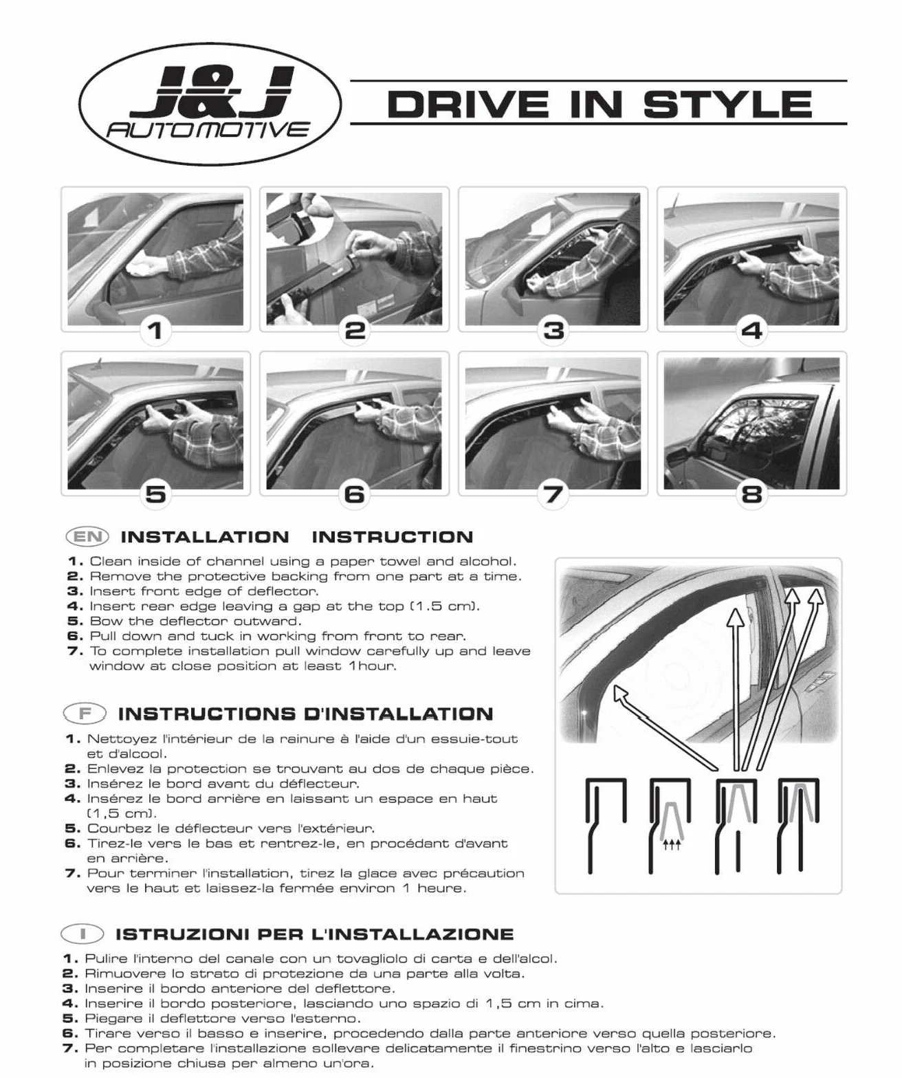 J&J AUTOMOTIVE Deflettori d'Aria per BMW 3 Series E91 Wagon 2005-2012 Set 4 Pezzi Nero Fumé Oscurato