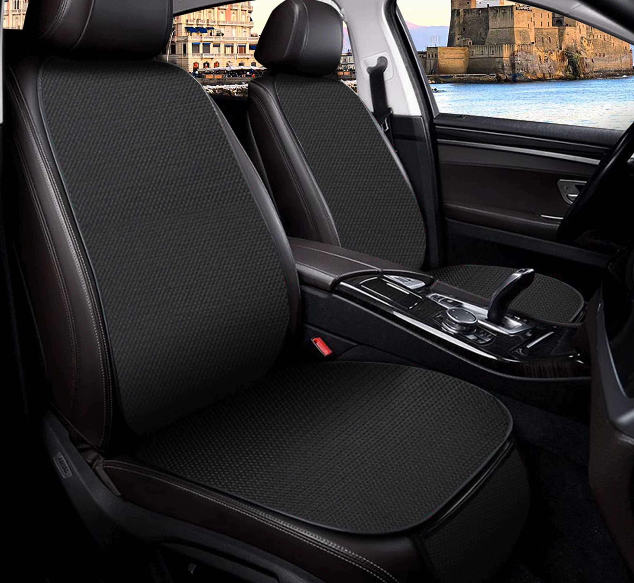 Lupex Coprisedile Seduta 3 pezzi Universale Auto Set Protezione Sedile 2 Anteriore 1 Posteriore Silk Ice Nero 7pz