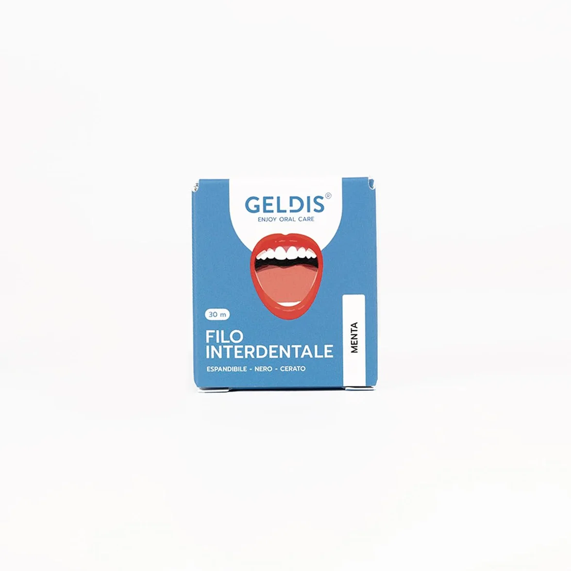 GELDIS Filo Interdentale Espandibile Nero Gusto Menta 30m Senza Plastica