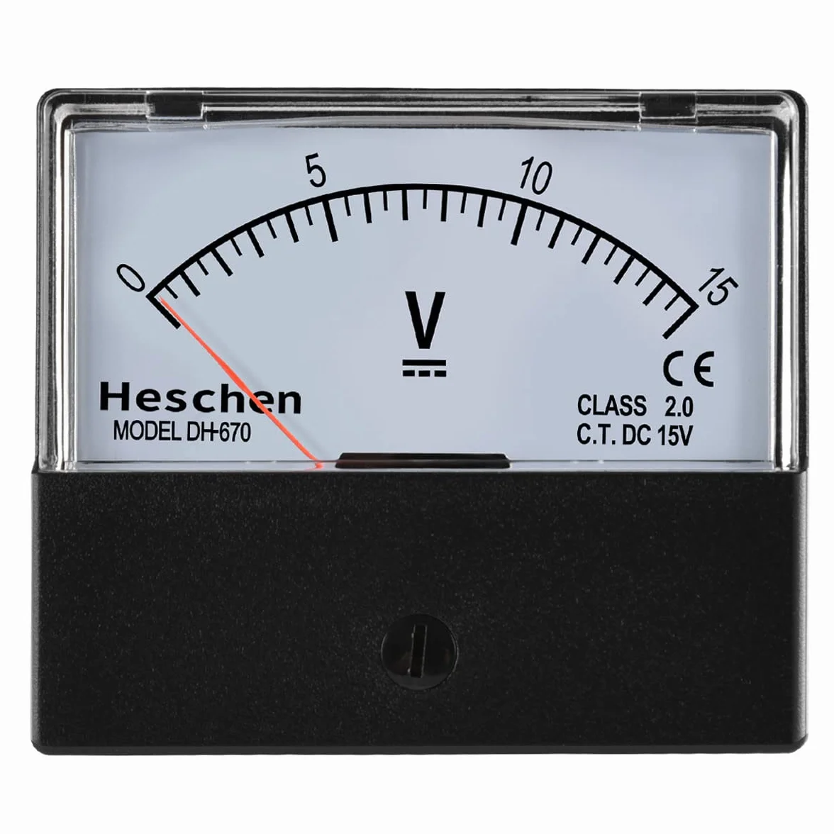 Heschen Voltmetro Rettangolare Analogico DH-670 DC 0-15 V Classe 2.0 CE