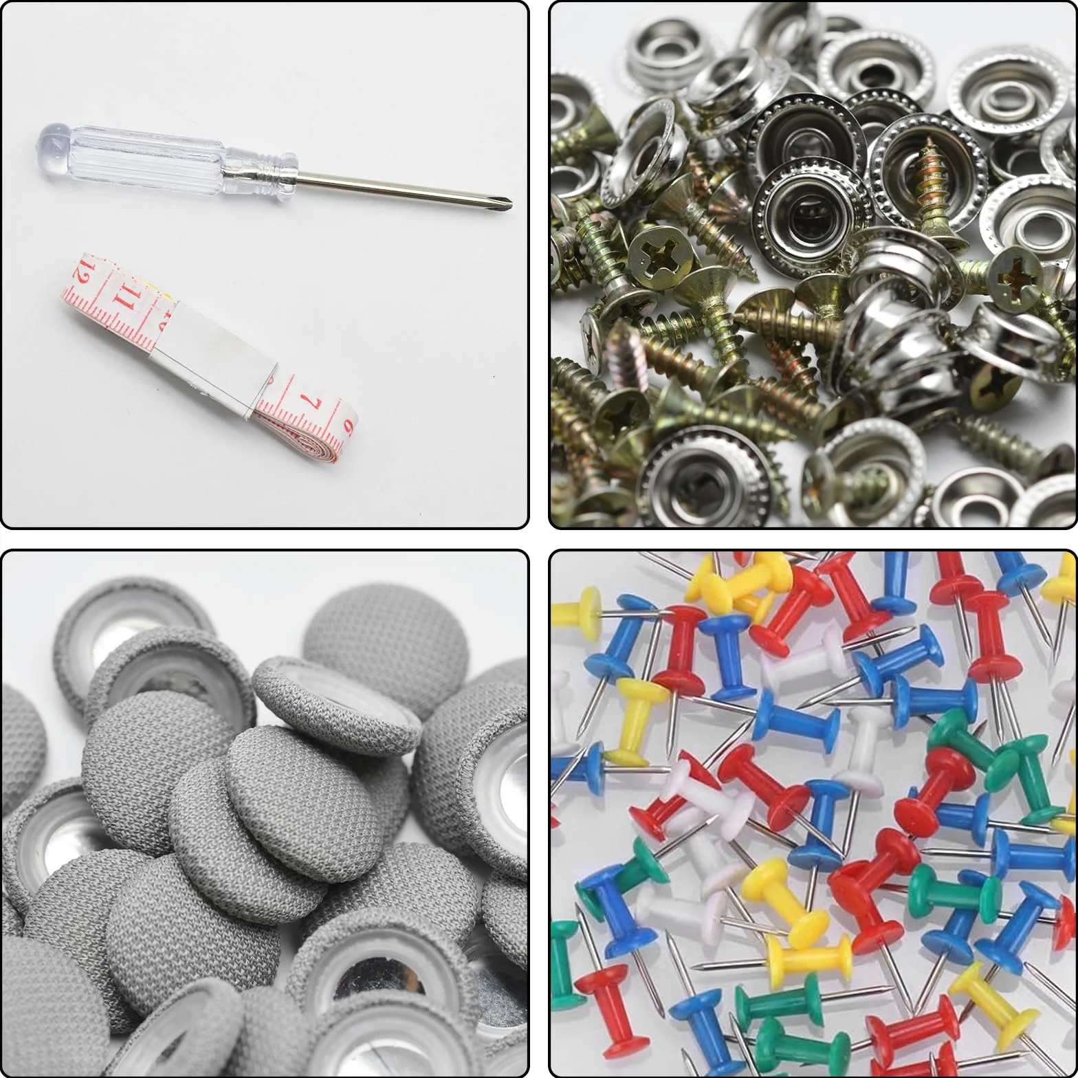 100Pcs Kit Riparazione Cielo Auto, Riparazione Automobilistica Rivetti Pulsante di Riparazione con 100 Spilli Colorati 1 Cacciavite 1 Metro a Nastro per Tutte Auto (Grigio)