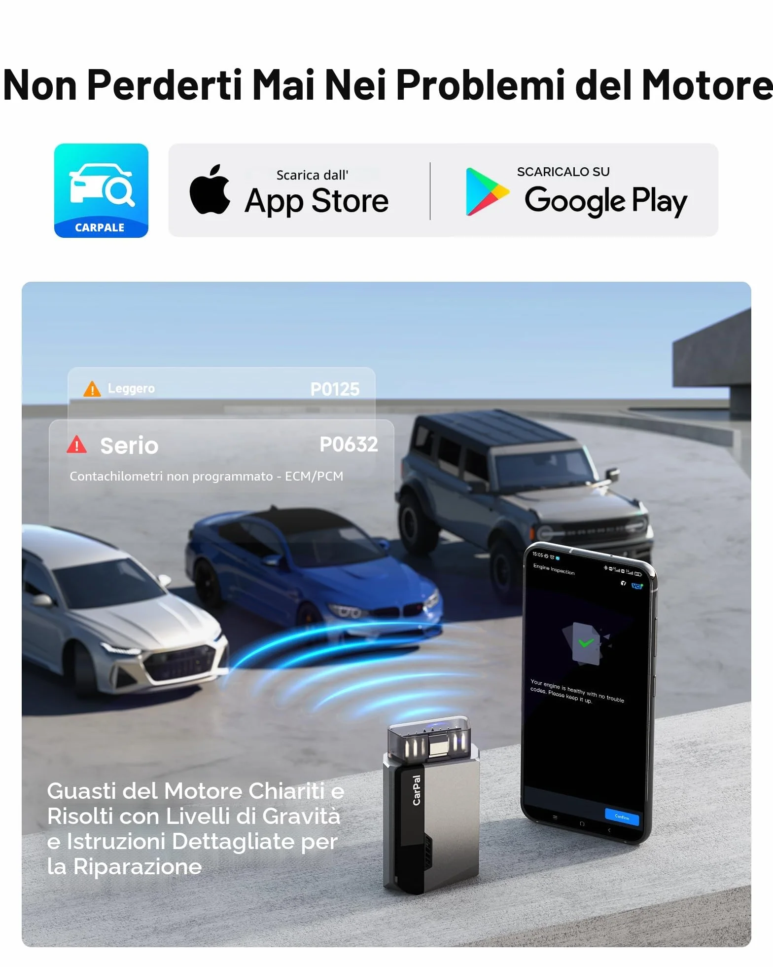 TOPDON CarPal OBD2 Bluetooth Scanner per iOS Android, Diagnostica Auto Completa, 6 Funzioni Reset, Controllo Smog