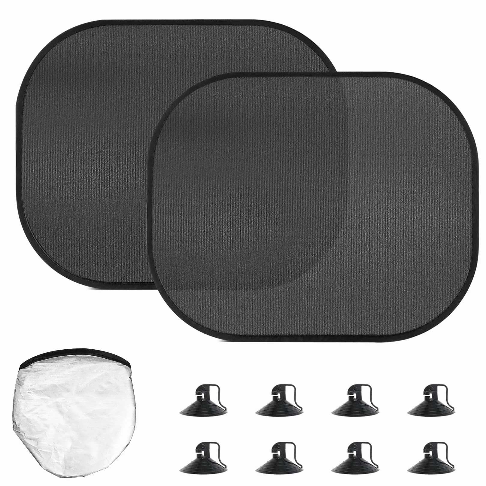 2 Pz Tendine Parasole Auto Bambini, Tende Parasole Auto Ventosa, 44 x 37 cm Tenda Oscurante con Ventose con Protezione UV per finestrini autos con 8 ventose