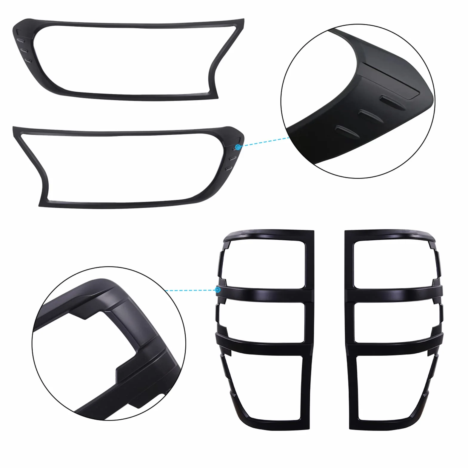 Copertura del faro Copertura della protezione del fanale posteriore per Ford Ranger Wildtrak 2015-2022,T7 T8 XL XLT Tremor Limited Wildtrak Platinum Raptor MK2 MK3