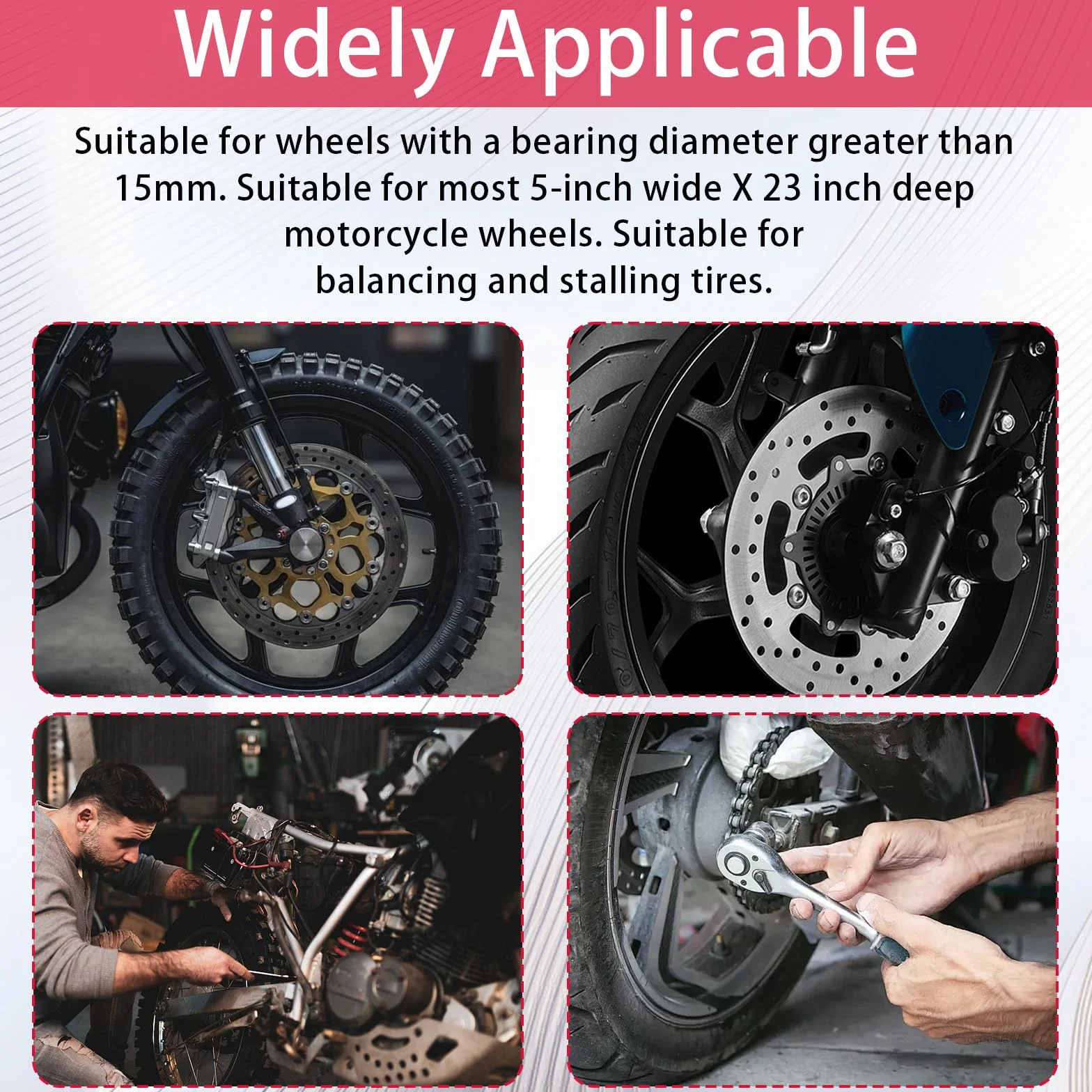 Equilibratrice per Ruote, Supporto per Equilibratura Ruote Pieghevole da 34,2 * 37,2 * 39cm Supporto di Equilibratura per Moto con Tutti Gli Accessori di Installazione per Pneumatici da 5 * 23 Pollici