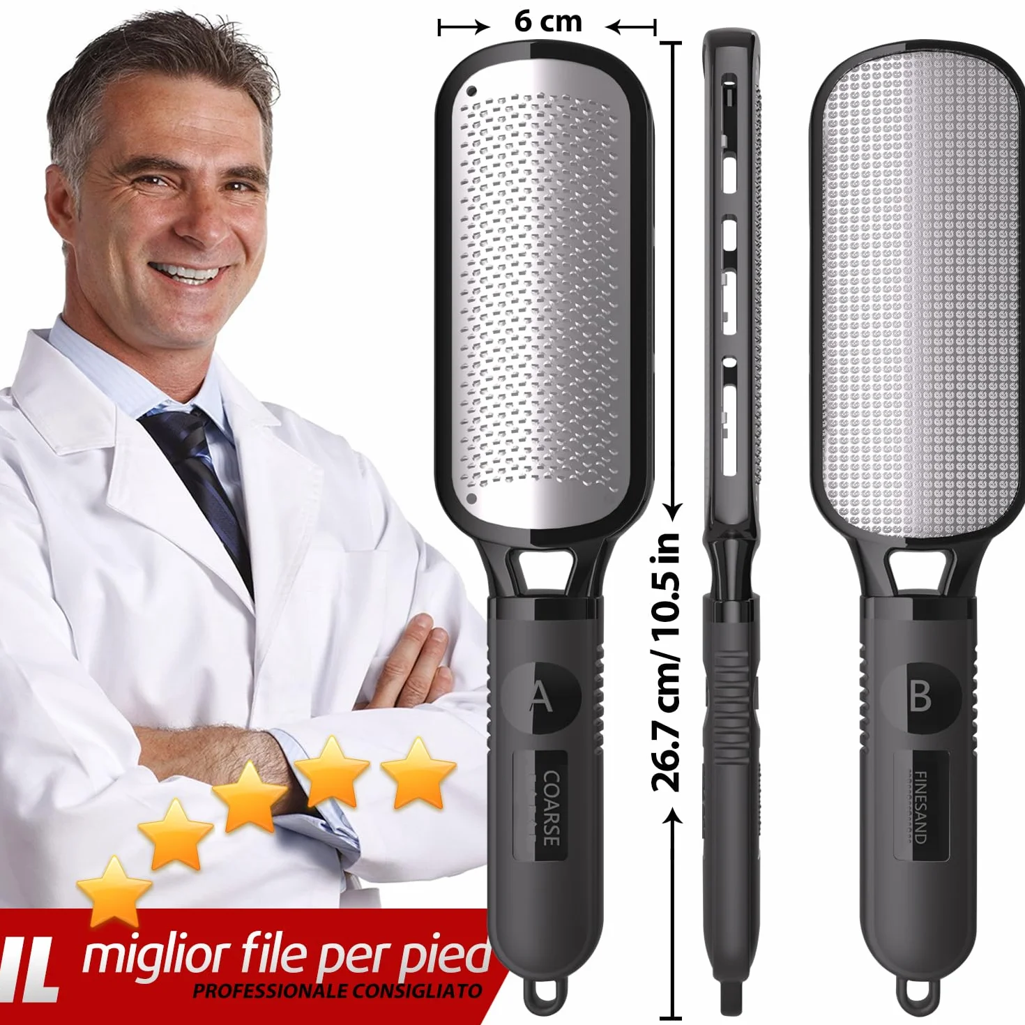 Antonki Raspa Piedi Professionale Calli Remover Pedicure Lima per Piedi e Talloni Pietra Pomice Acciaio Inox