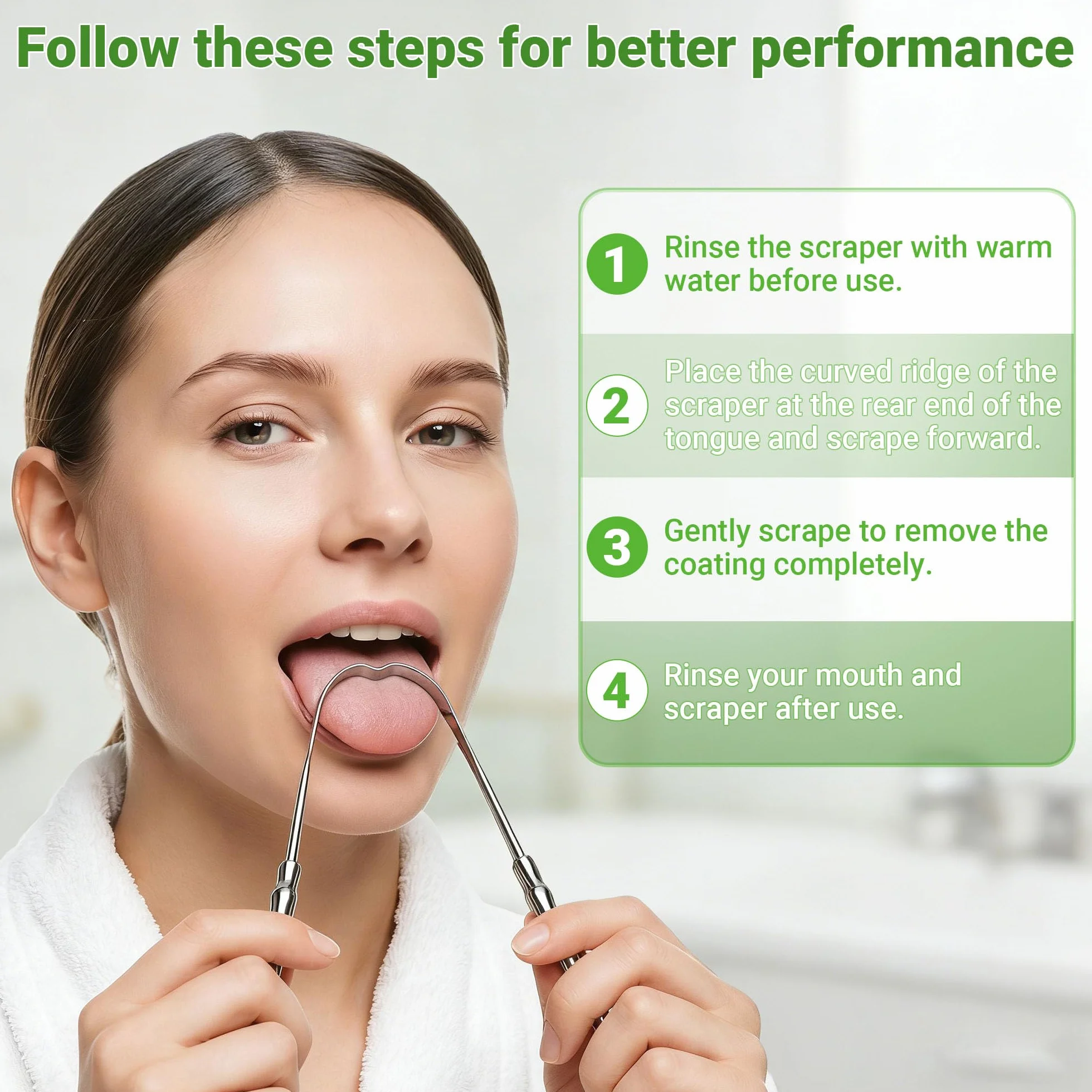 Tongue Scraper 2 Pezzi Acciaio Inossidabile con Custodie, Raschietto Lingua Metallo per Alito Fresco