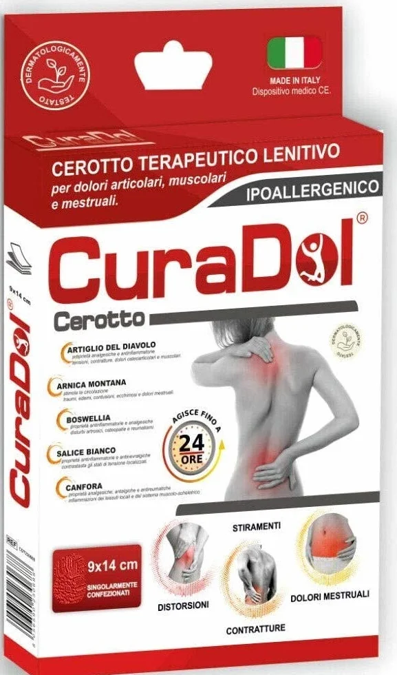 CURA FARMA CuraDol Cerotti Antidolorifici e Antinfiammatori con Artiglio del Diavolo, Arnica, Salice e Canfora - 10 Pz