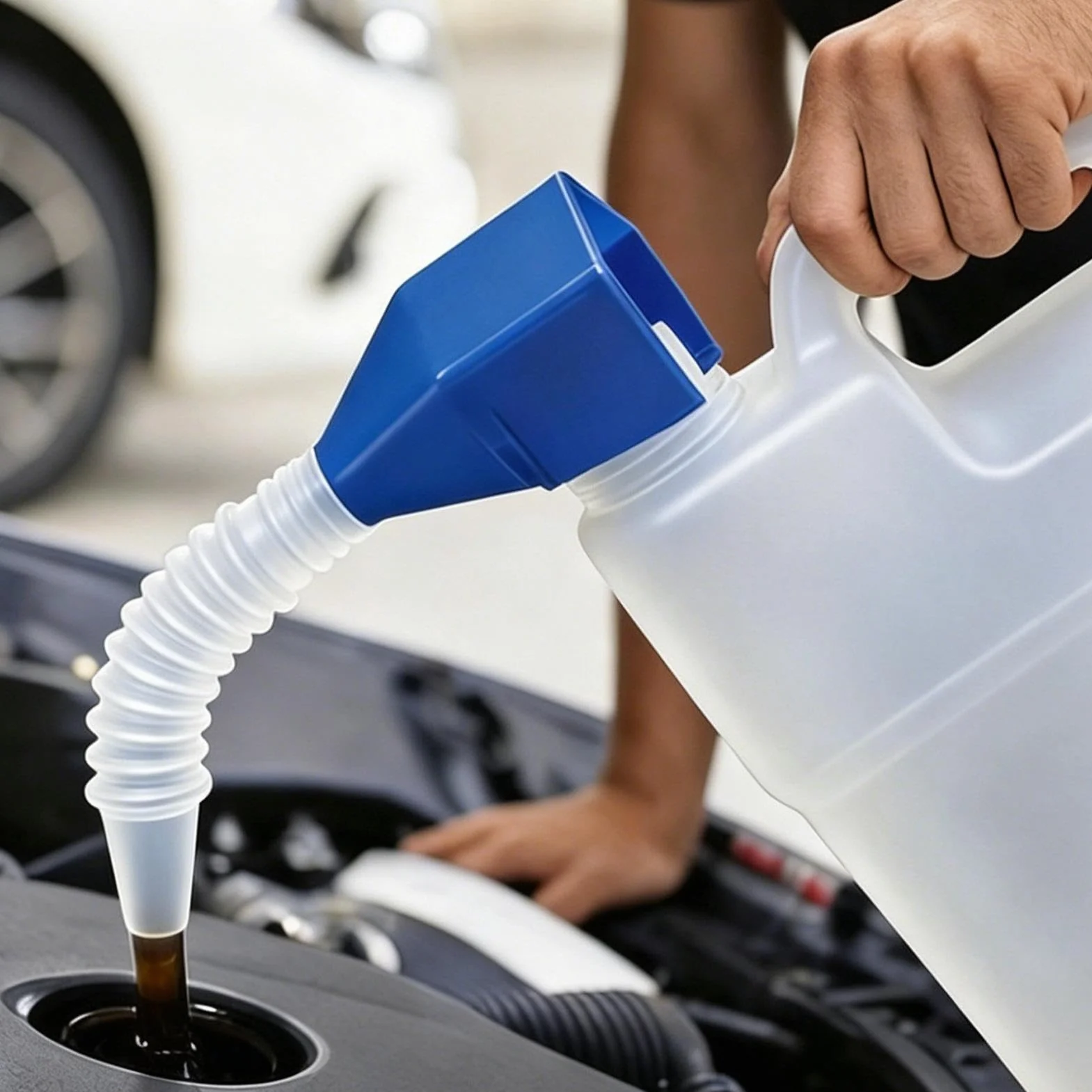 Imbuto Olio Motore Retrattile con Gancio per Cambio Olio, Versamento Acqua, Riempimento Liquidi