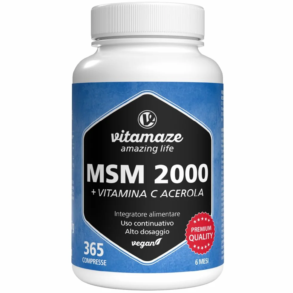 Vitamaze® MSM 2.000 mg Integratore Capelli e Ossa 360 Capsule Metilsulfonilmetano Puro al 99,9%