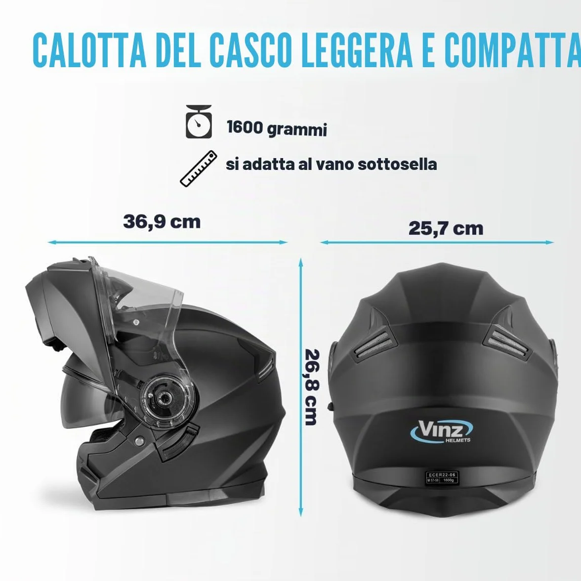 VINZ Santos Casco Modulare Moto & Scooter | Con Doppia Visiera | Certificato ECE 22.06 & PINLOCK preparato | Integrale Donna E Uomo | nelle taglie dalla XS-XXL