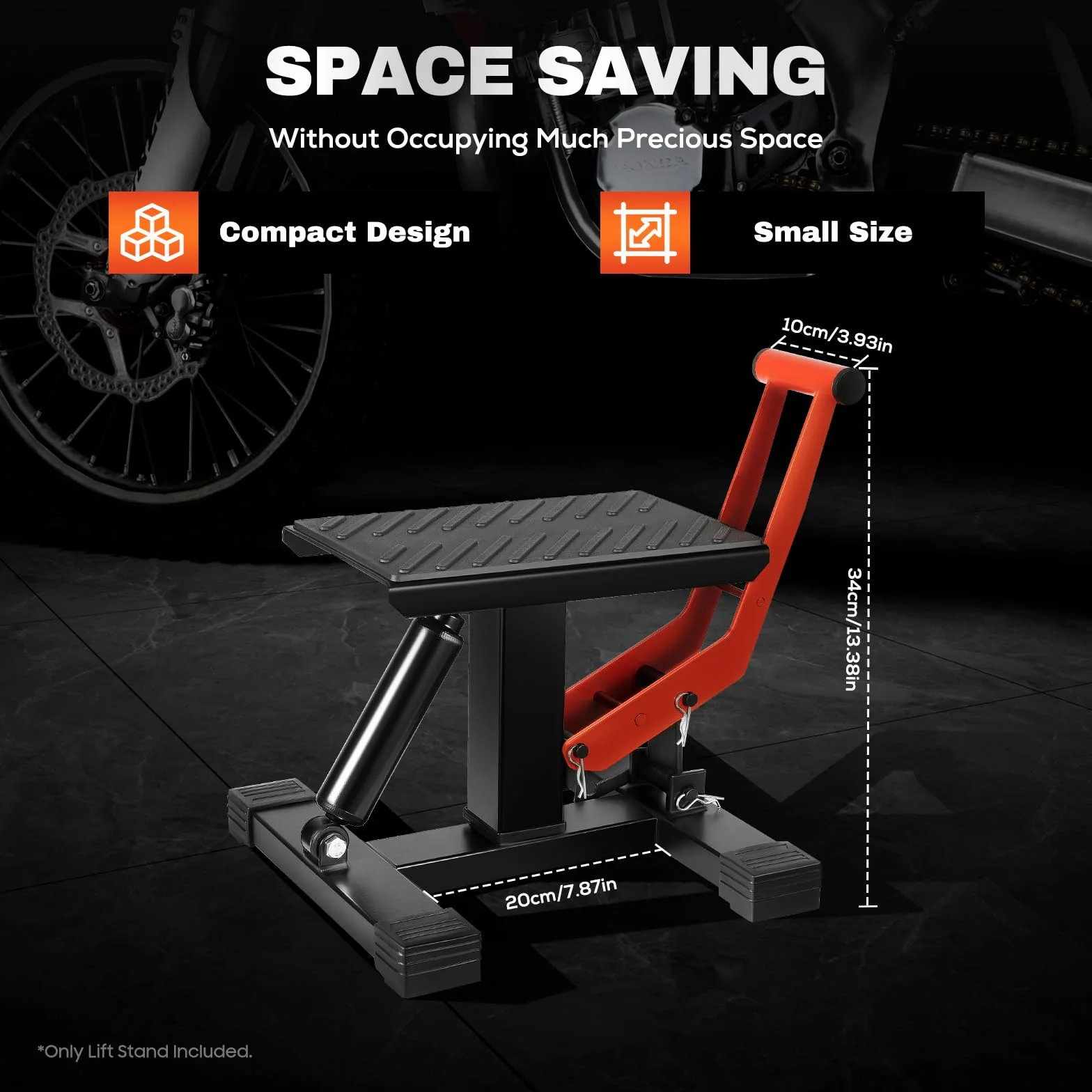 Supporto idraulico per moto pieghevole, carico massimo 150 kg