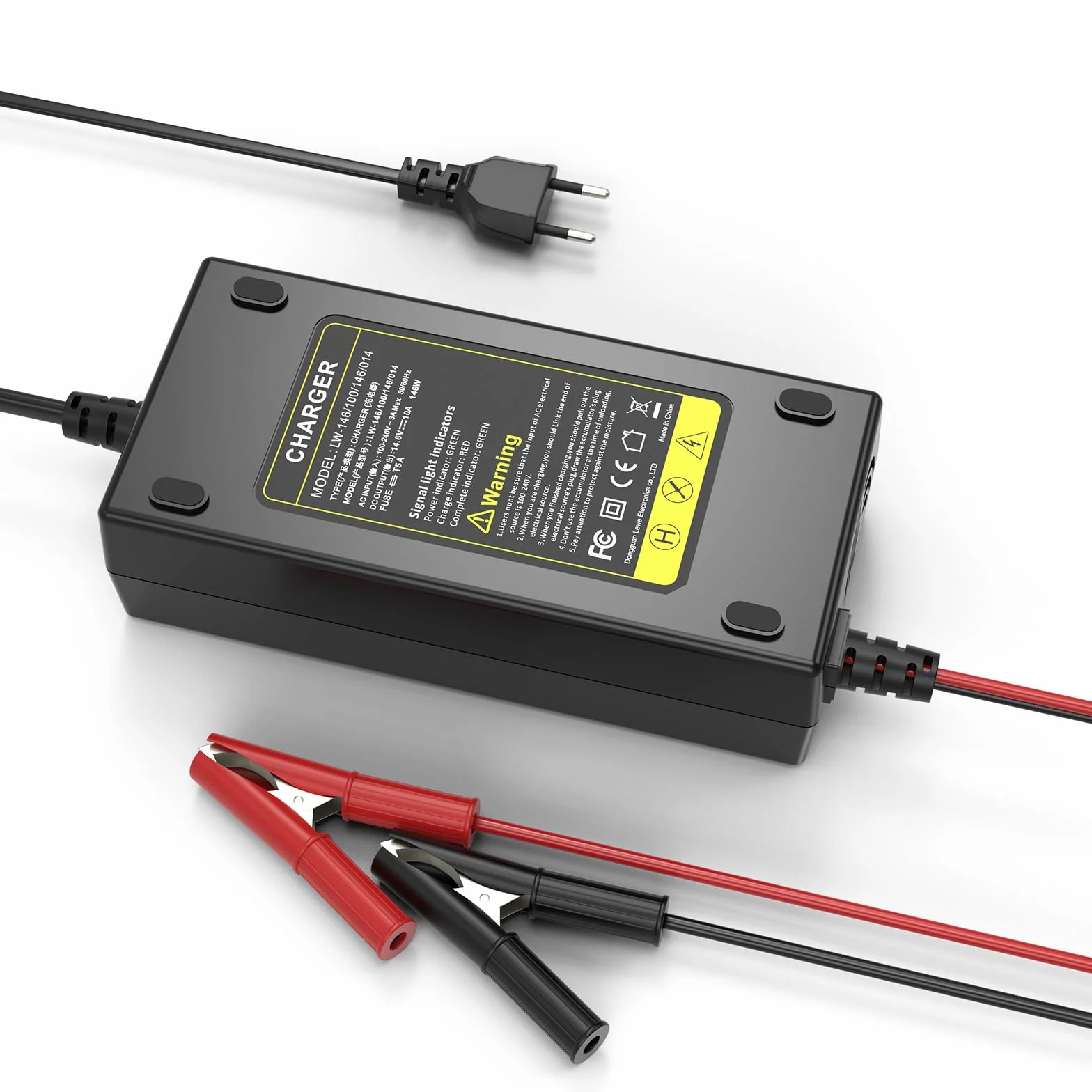 ASUNCELL 14,6 V/10 A LiFePO4 Caricabatteria da auto, caricabatteria da auto da 6 V e 12 V piombo fino a 120 Ah e 12,8 V litio, batterie al litio-ferro-fosfato