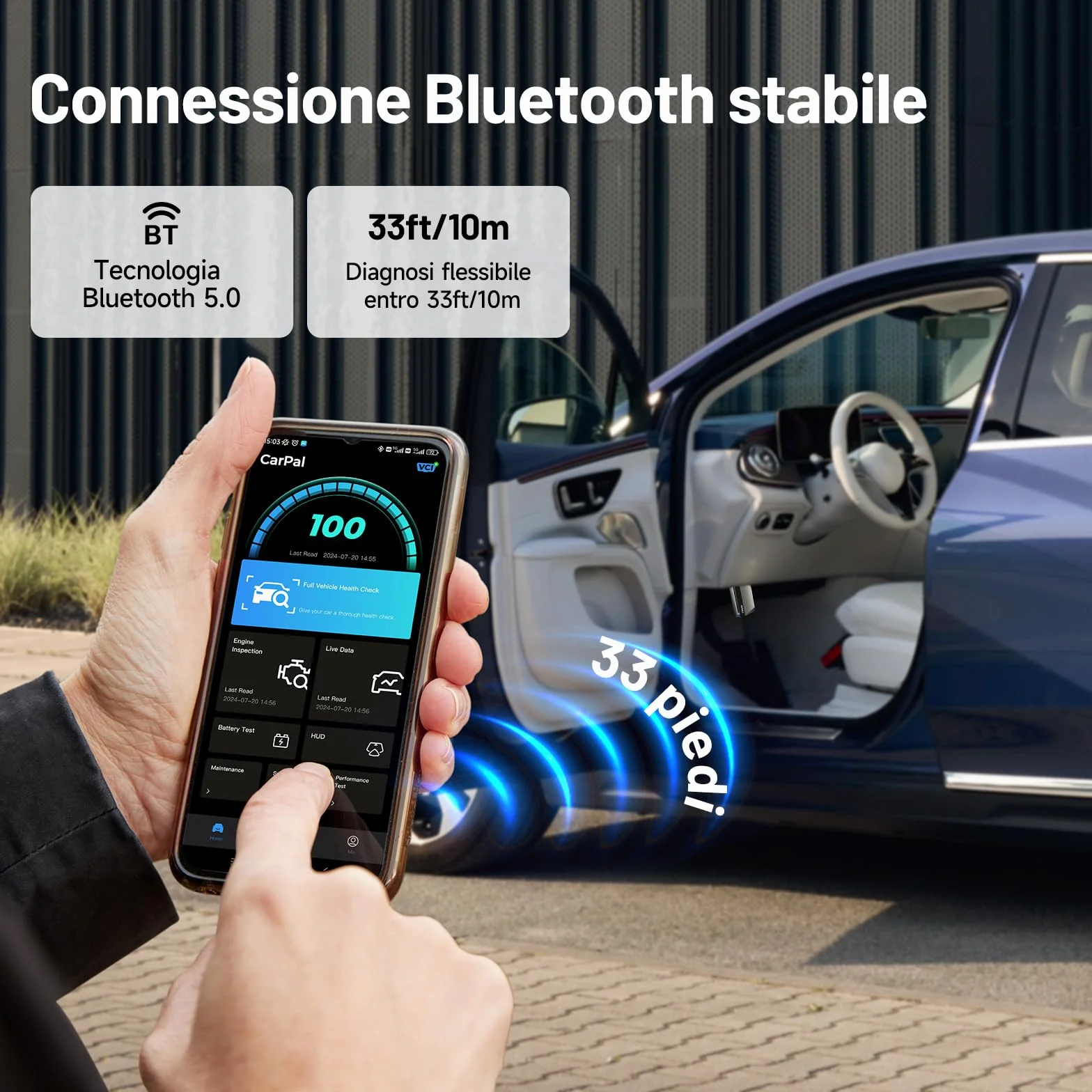 TOPDON CarPal-A OBD2 Diagnosi Auto Bluetooth Professionale Italiano, 6 Servizi Reset, AutoVIN, Ispezione Motore