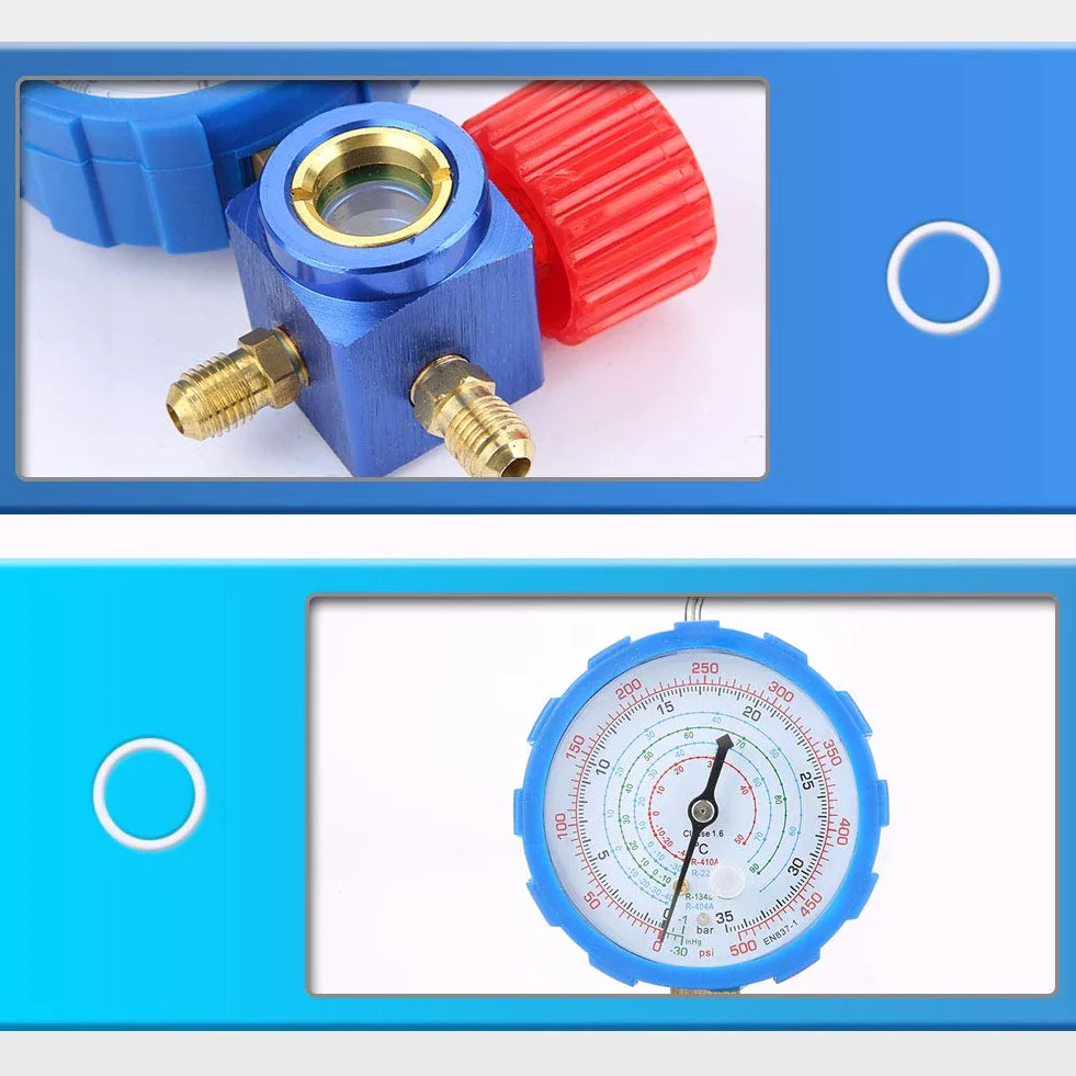 Manometro per Aria Condizionata R 410A Valvola Manometrica 500Psi con Specchio Visivo