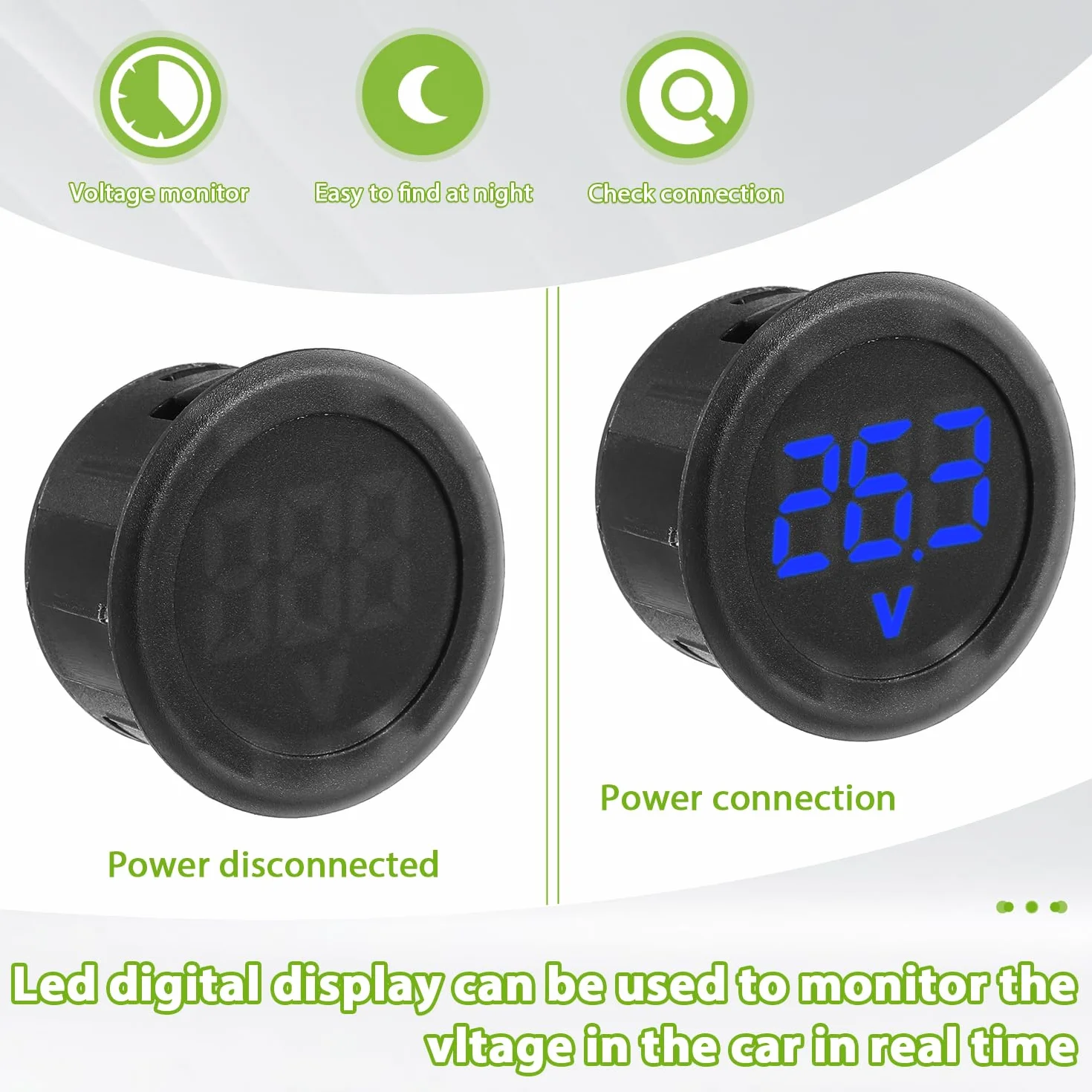 6 pezzi Voltmetro Digitale DC 4-100V, 3 cifre di 2 fili tester LED Display per Auto/Moto/Marina/Camion/Barca/Camper/Caravan (Rosso & Blu & Verde)